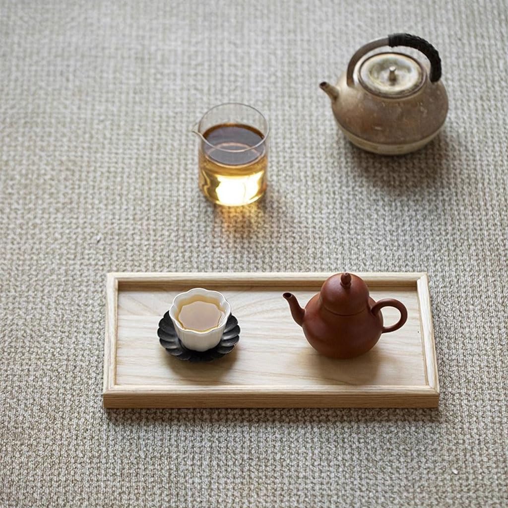 Bandeja de Madera Moderna para Servir: diseño Rectangular Sencillo para el hogar y la Sala de Estar, Ideal para té, Aperitivos y decoración. Bandeja pequeña versátil para Servir y exhibir.
