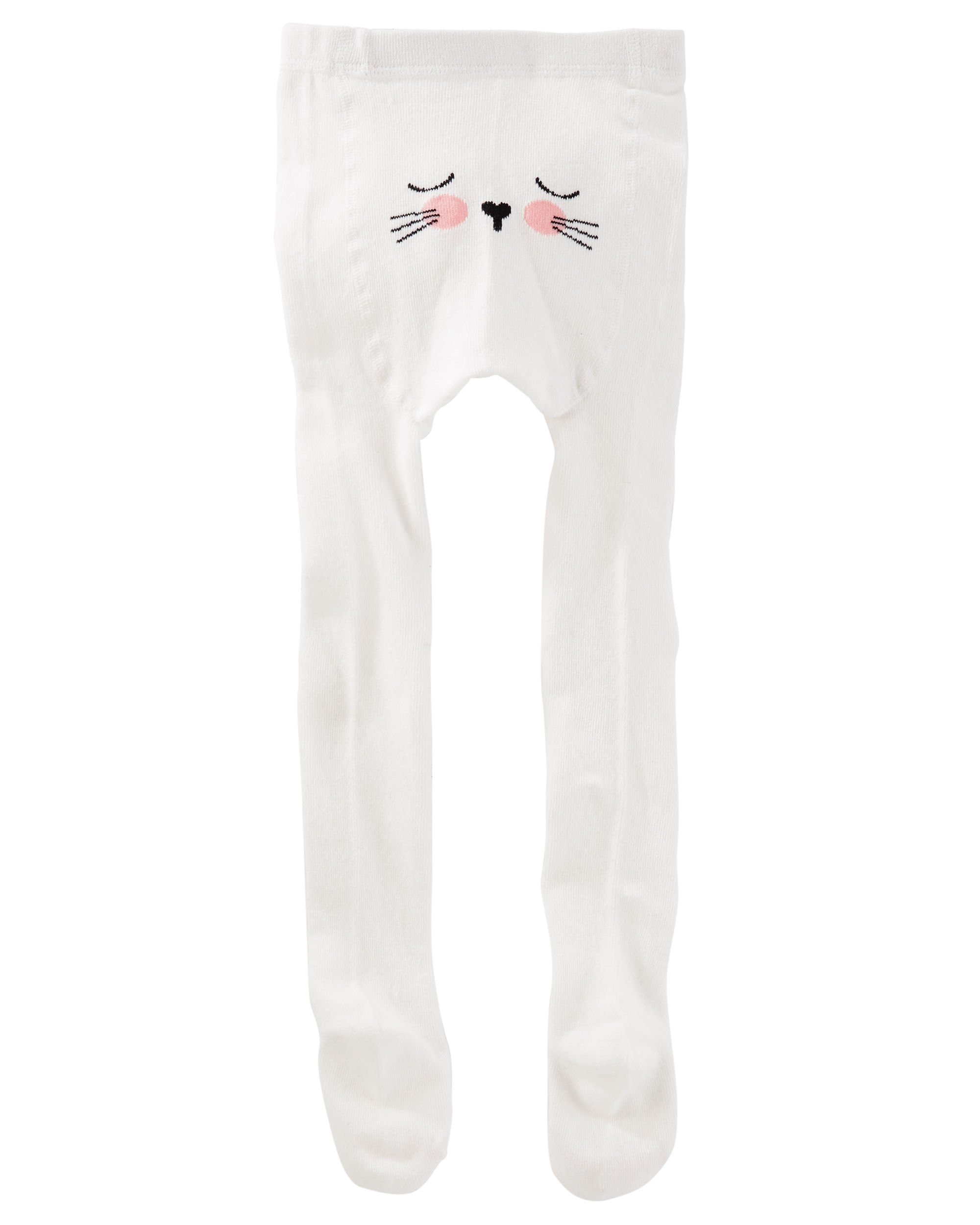 Carter's Little Girl`s Tights (3-12 Months, Kitty Cat (OK01068) / White)