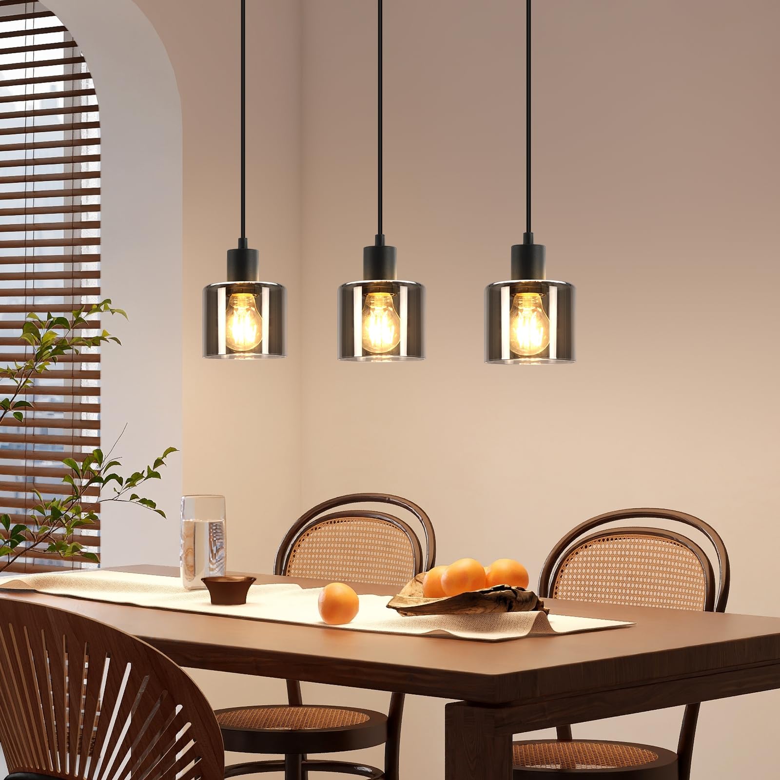 ZMH Pendelleuchte Esstisch Hängelampe Schwarz - Esstischlampe Hängend E27 Hängeleuchte Vintage 3 Flammig Esszimmerlampe Industrial Pendellampe Retro für Wohnzimmer Hotel Büro (ohne Leuchtmittel)