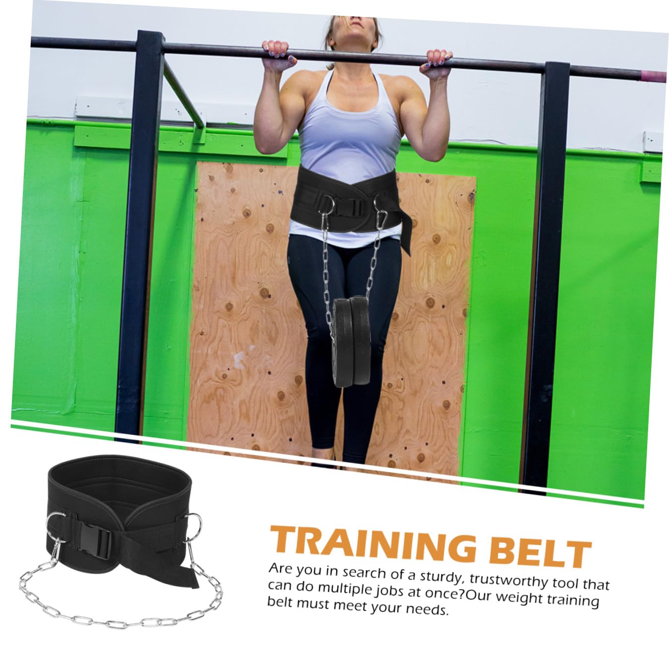 Cintura per Zavorra da Fitness con Catena, Nylon e Ferro | Weight Training, Nera, Design Sagomato Avvolgente, Fibbia Spessa e Catena Lunga