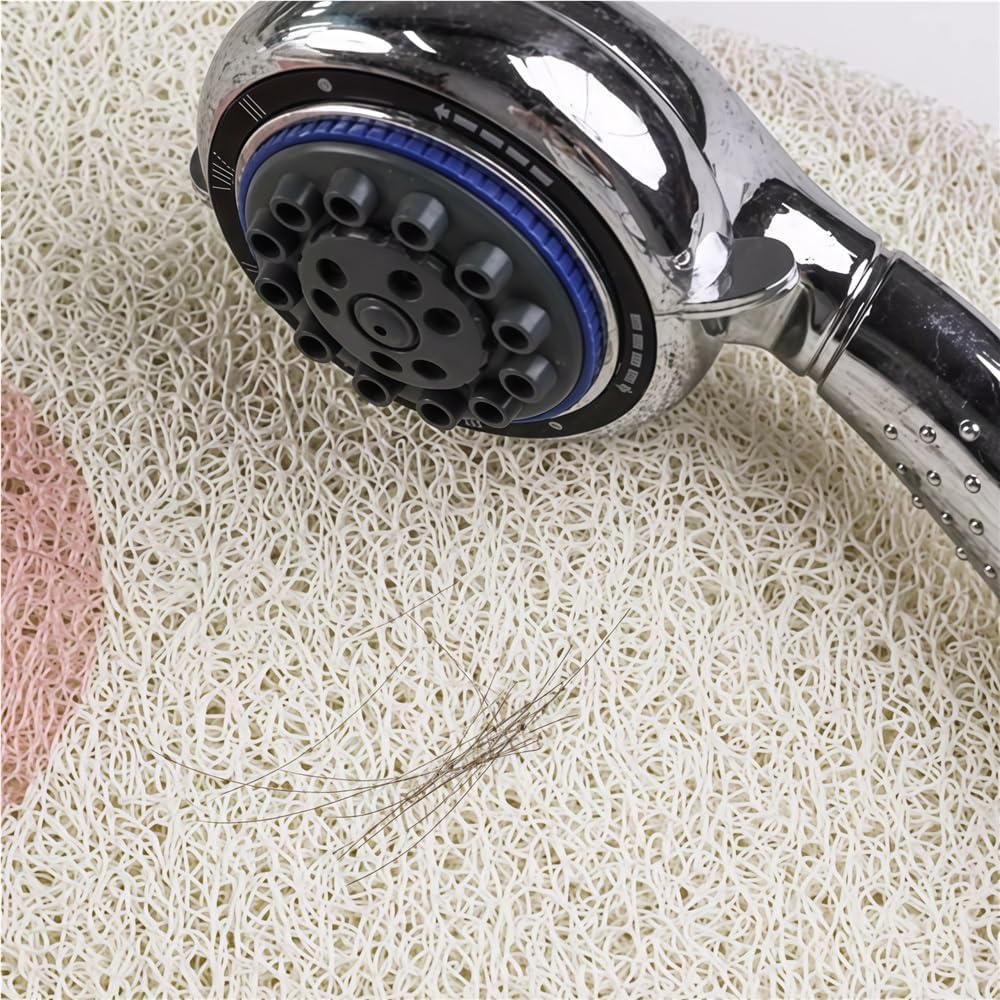Large Non-Slip Shower Mat, Loofah Bath Mat with Drain, Indoor & Outdoor Square Tub Mat for Bathroom(Red,31.5"*47.2")