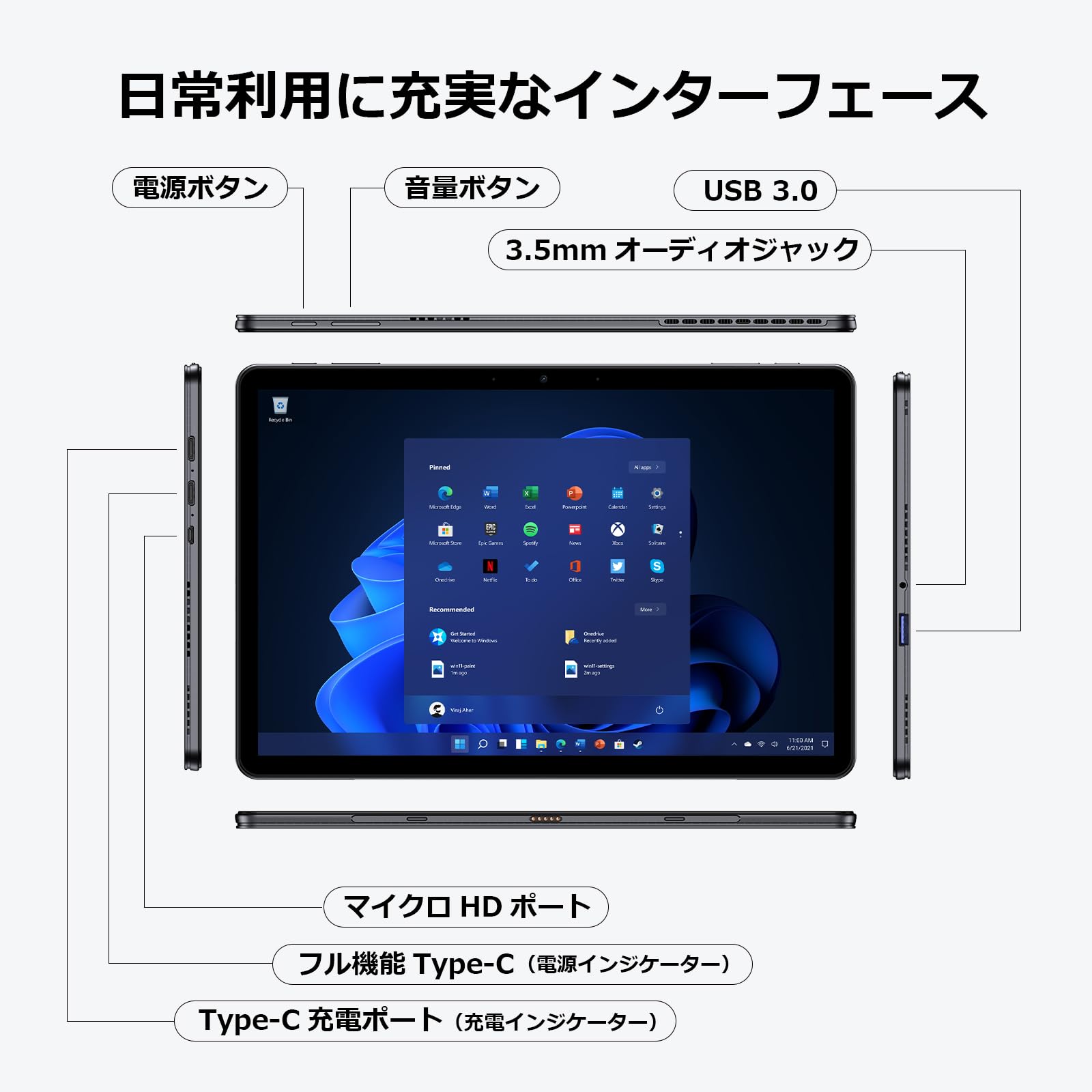 Amazon.co.jp: 2in1 タブレット PC 10.1型 第8世代Core m3 12GB