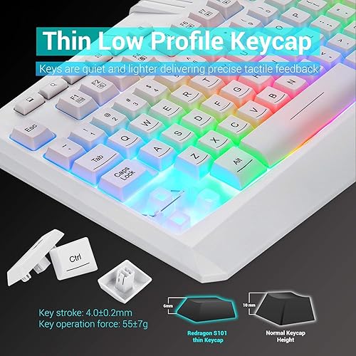 Miniatura 4 de Redragon S101 Teclado y mouse para juegos con retroiluminación RGB con cable, alfombrilla de mouse para juegos, combo de auriculares para juegos