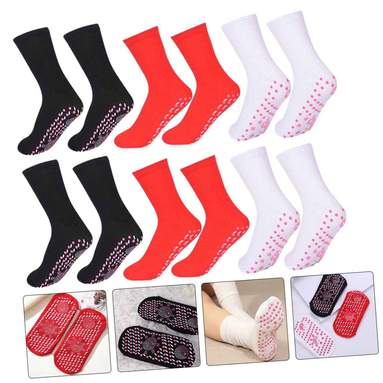 INOOMP 6pares Calcetines Sanitarios Autocalentados Cálidos para Hombre Calcetines de Invierno Transpirables para Mujer para Uso Diario