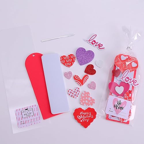 Miniatura 3 de Kit de manualidades, marcapáginas de bricolaje para decoración de San Valentín, 36 juegos de calcomanías de corazón autoadhesivas para niños,