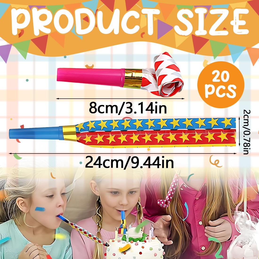 20 Sifflets Trompette pour Enfants, Pour Enfants En Plastique Accessoires De Fête Bruits Cornes De Carnaval Pour Enfants Accessoires De Fête Pour Fêtes Réunions Anniversair