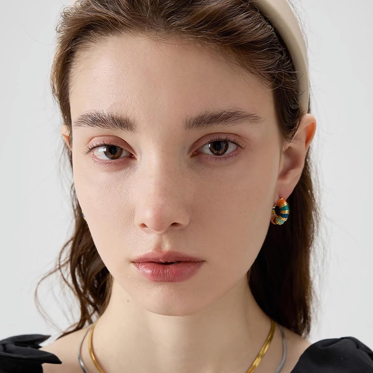 Colorful Enamel Hoop Earrings Gold Plated Round Chunky Earrings for Women, Multicolor Statement Hoops Jewelry Gift - Image 2