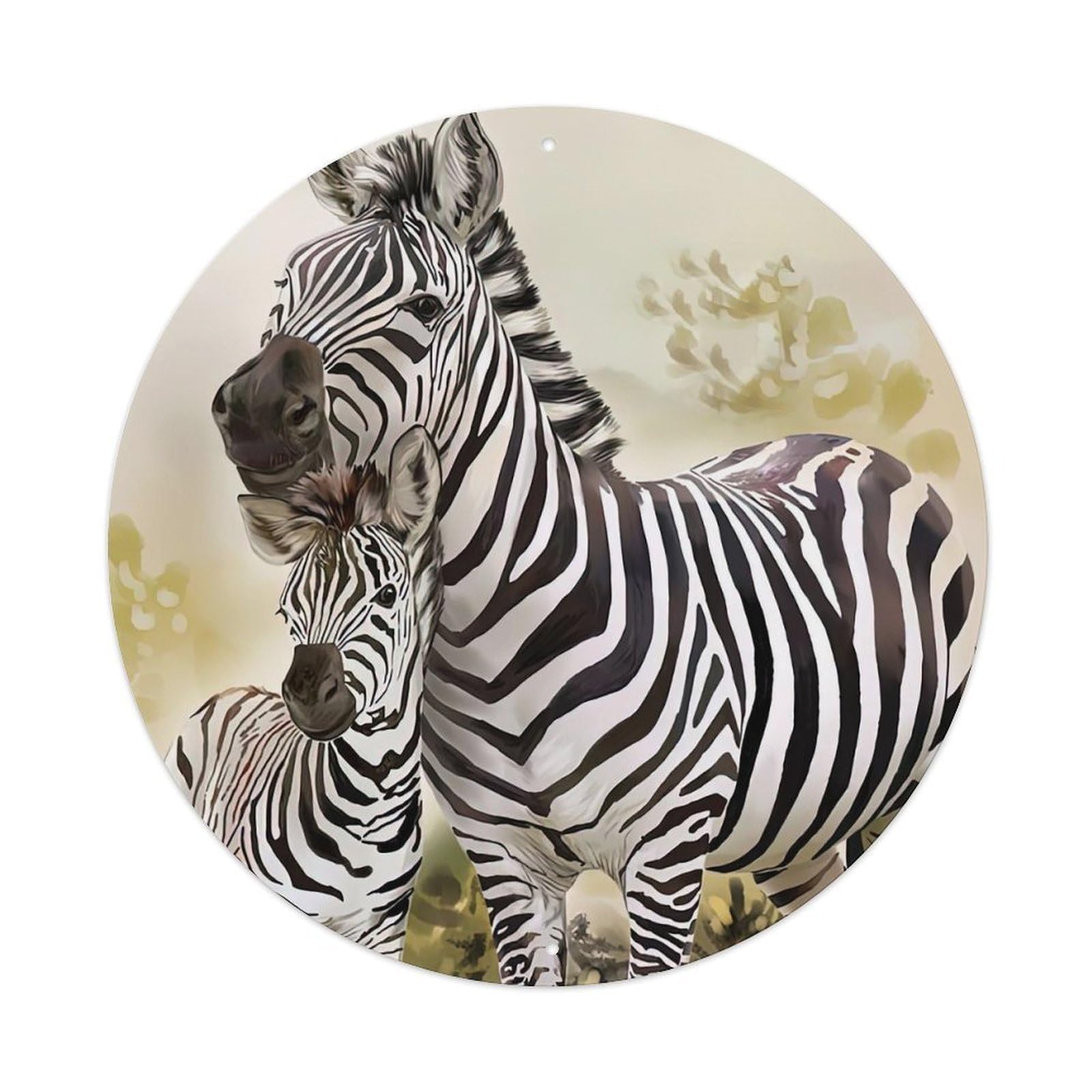 Wildlife Artwork Two Zebras Snuggling Together Metal Tin Sign