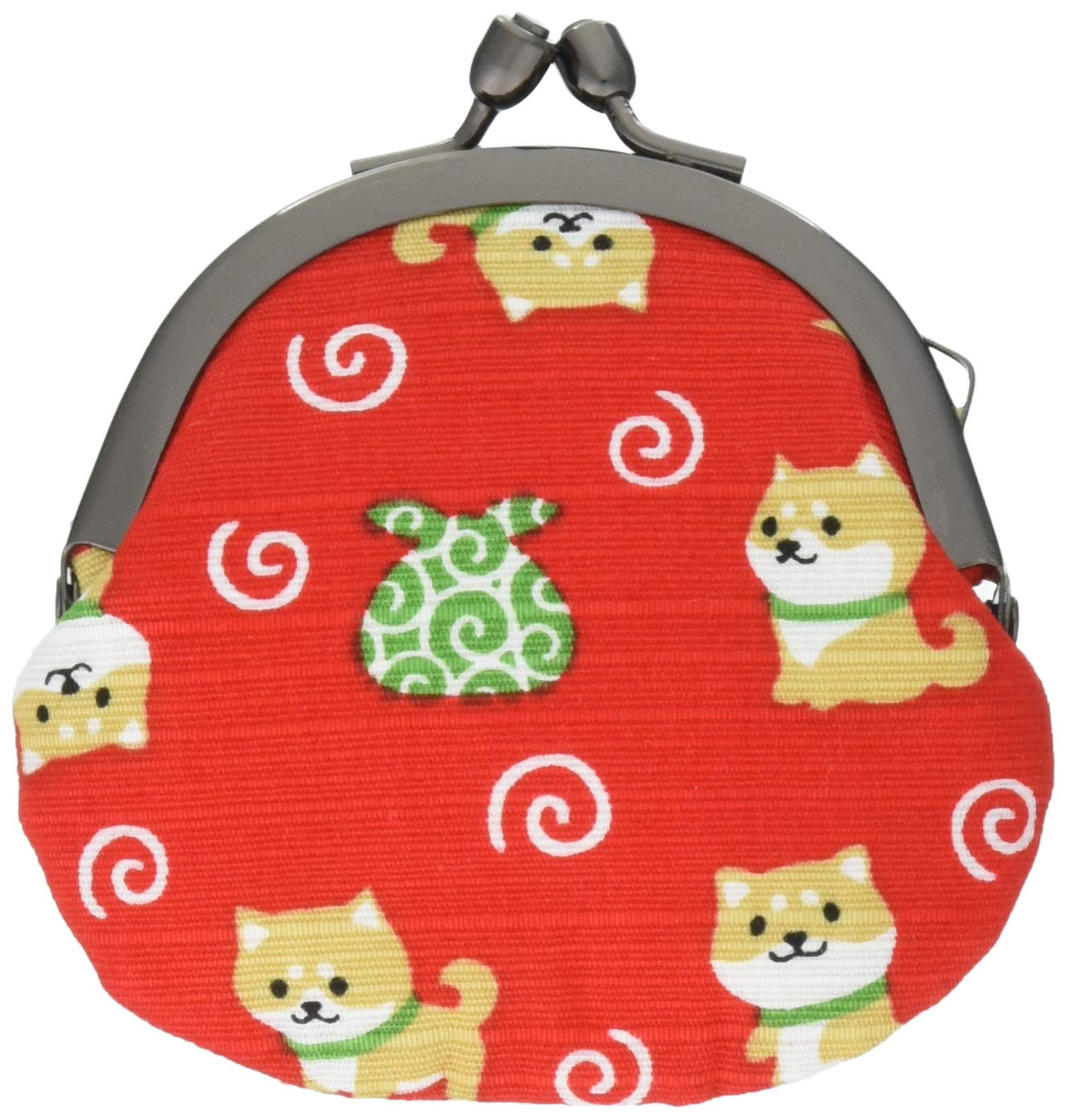 Maeda Dyeing 117792 Wafu Biyori Mameshiba no Okai 2.5 Round Coin Purse, Red