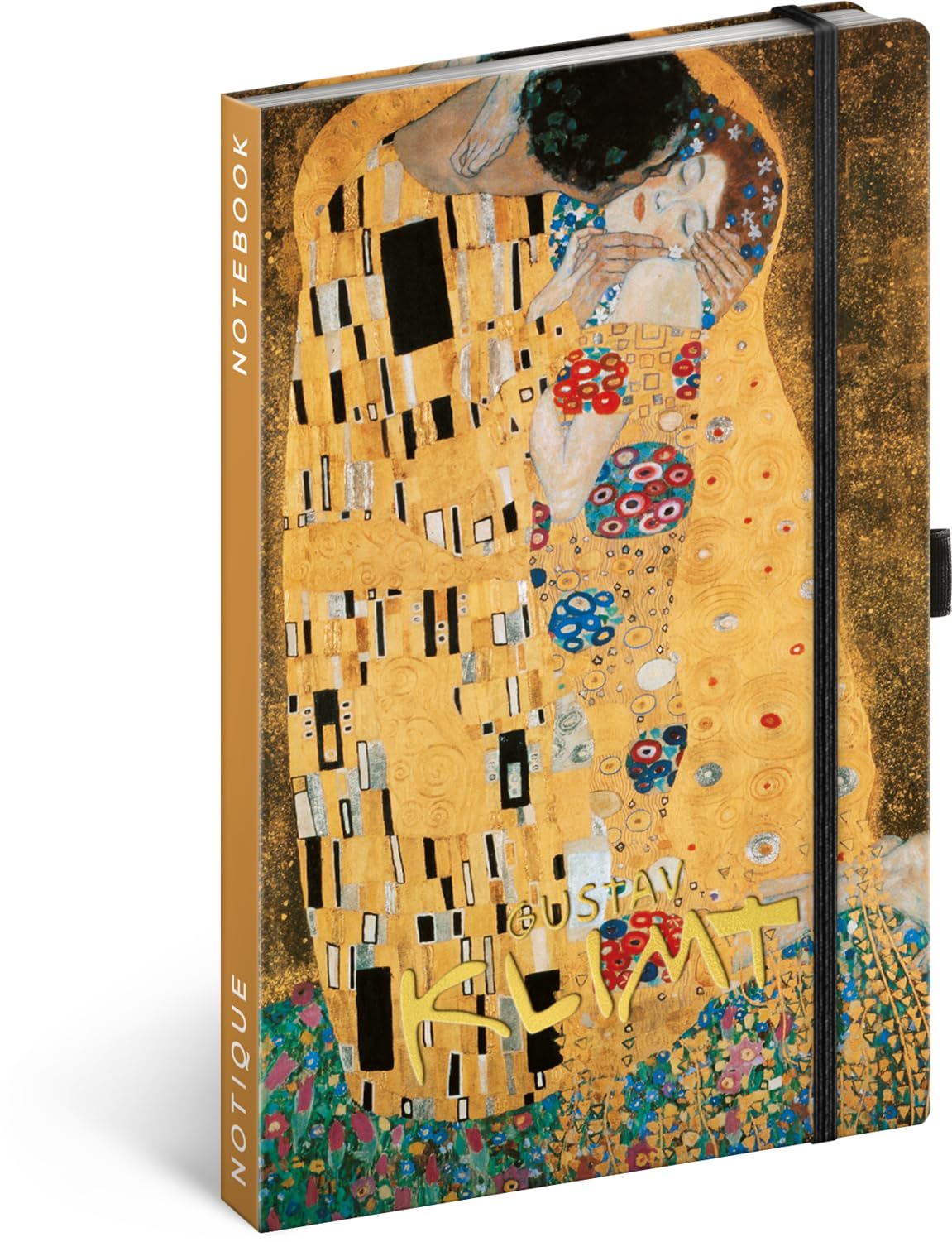 NOTIQUE Taccuino A5 13x21 cm con pagine a righe e elastico, copertina rigida design Gustav Klimt