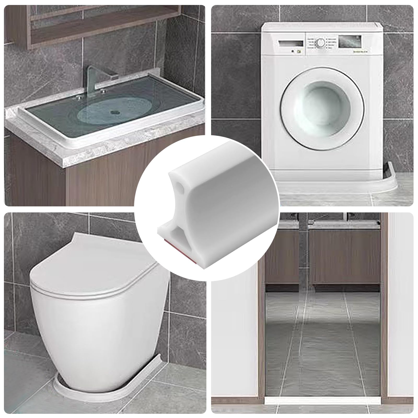 Barre de seuil de douche autocollante - 4 cm de haut - Pliable - Pour douche, sol, salle de bain et cuisine - Blanc - 2 m