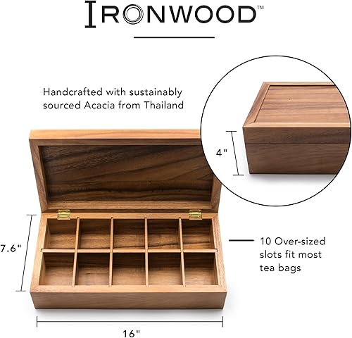 Miniatura 4 de Caja de té de madera extragrande Ironwood, 10 compartimentos