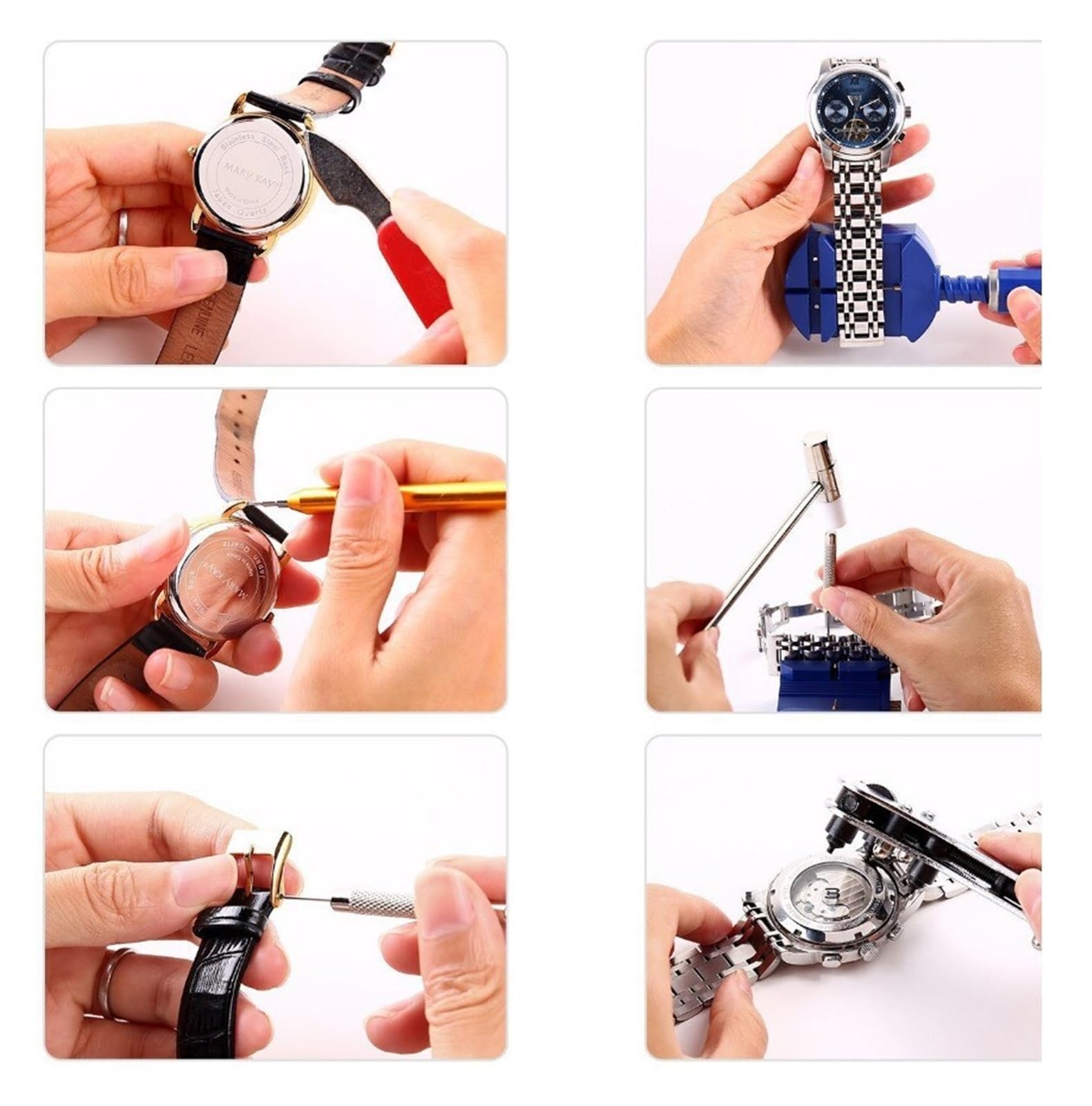 122 134 157/8 161 532/3 PCS Uhr Reparatur Werkzeug Kit Uhr Link Pin Remover Shell Öffner Entferner Uhr Batterie Ersatz Strap Se