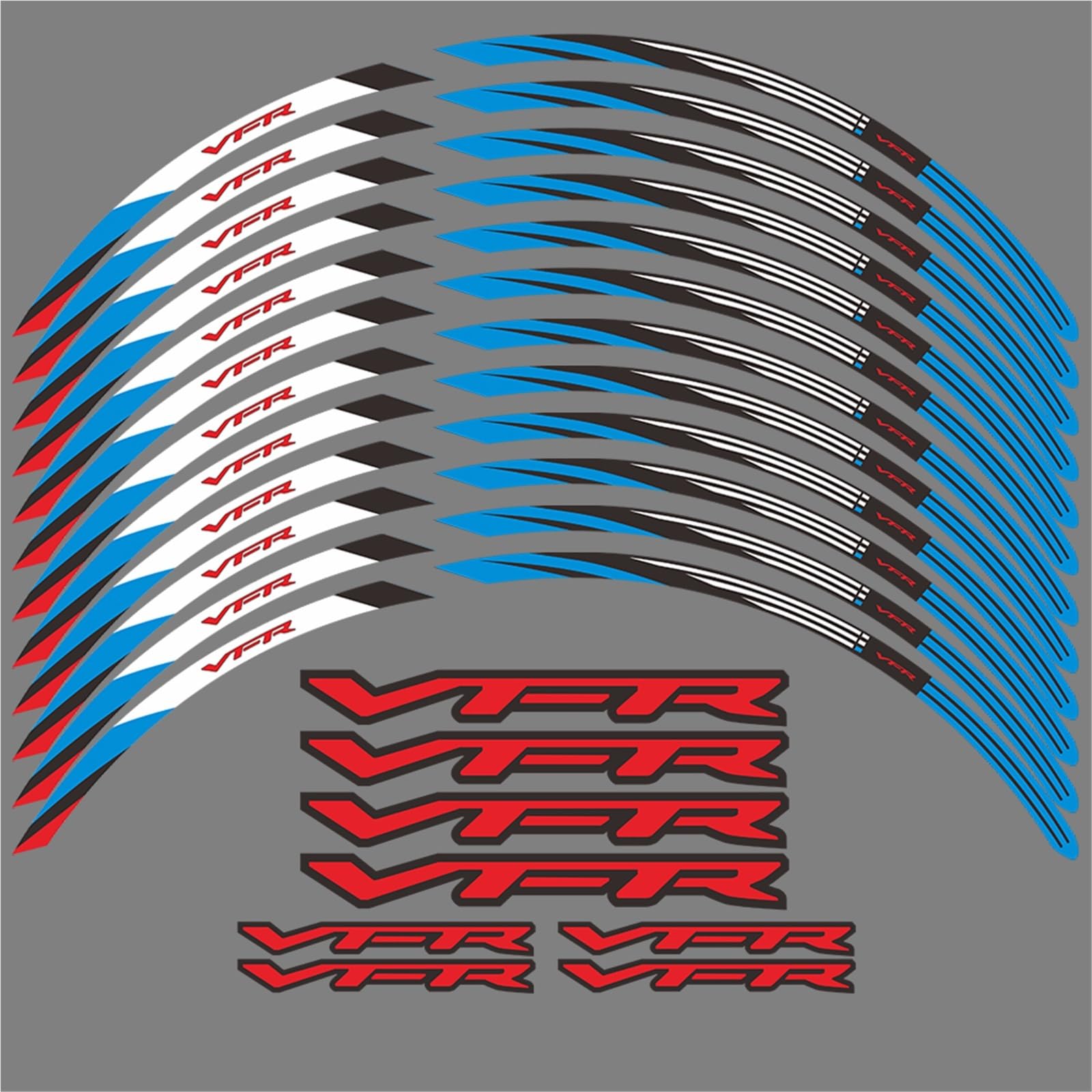 Cygglb Blue Motorcycle Wheel Sticker 17 Inch Decal Waterproof Rim Tape For Vfr 1200F
