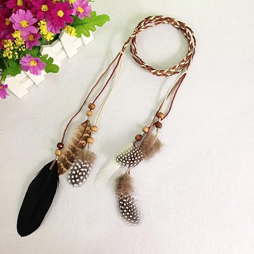 Miniatura 4 de Diadema de plumas hippie indio bohemio con borla bohemia para Halloween diadema para el pelo para mujer adorable corona para decoración de fiesta
