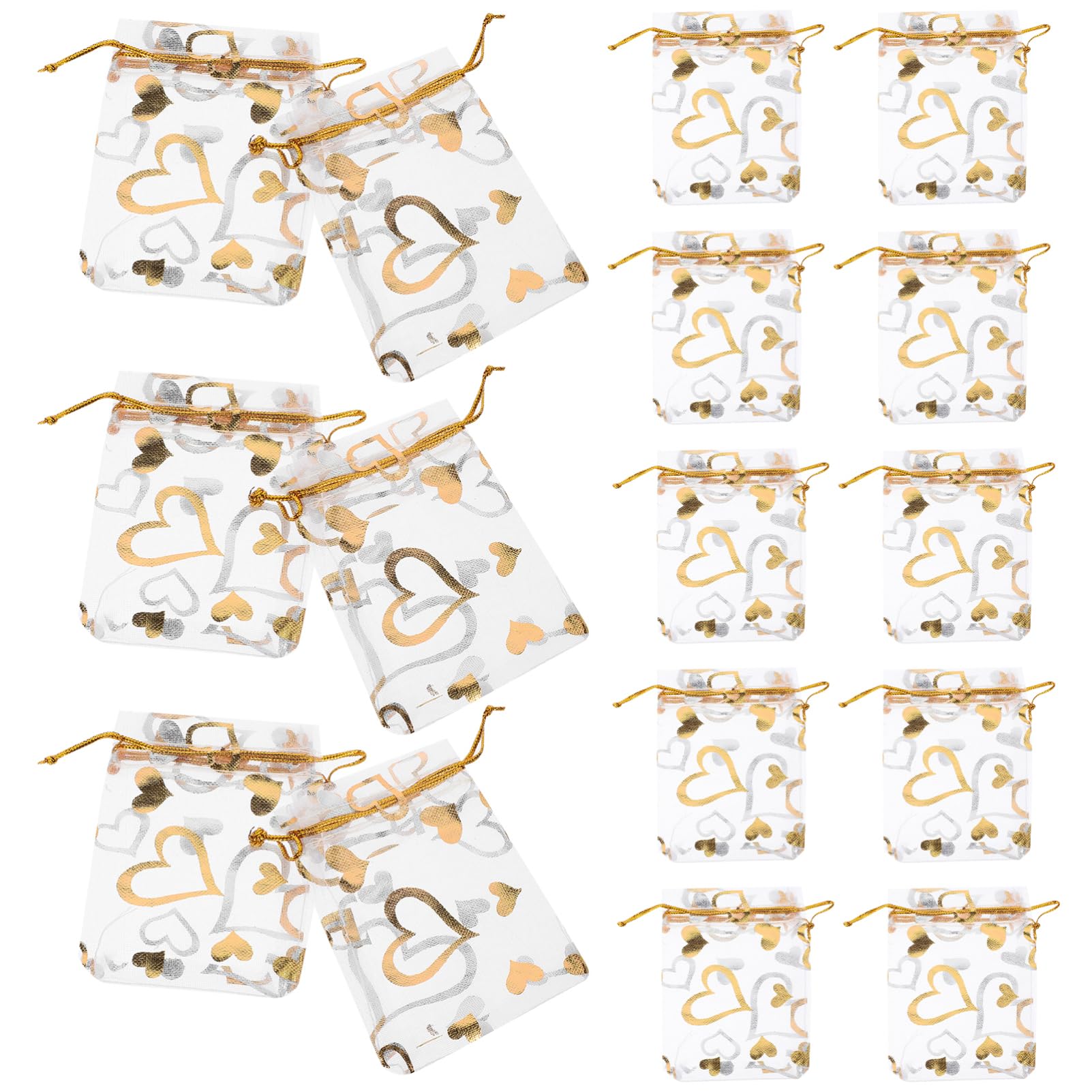 JECOMPRIS 300pezzi Sacchetti Organza Trasparenti Con Cordino Per Matrimonio e Compleanni Perfetti Per Gioielli e Dolciumi Eleganti e Pratici Per Ogni Occasione