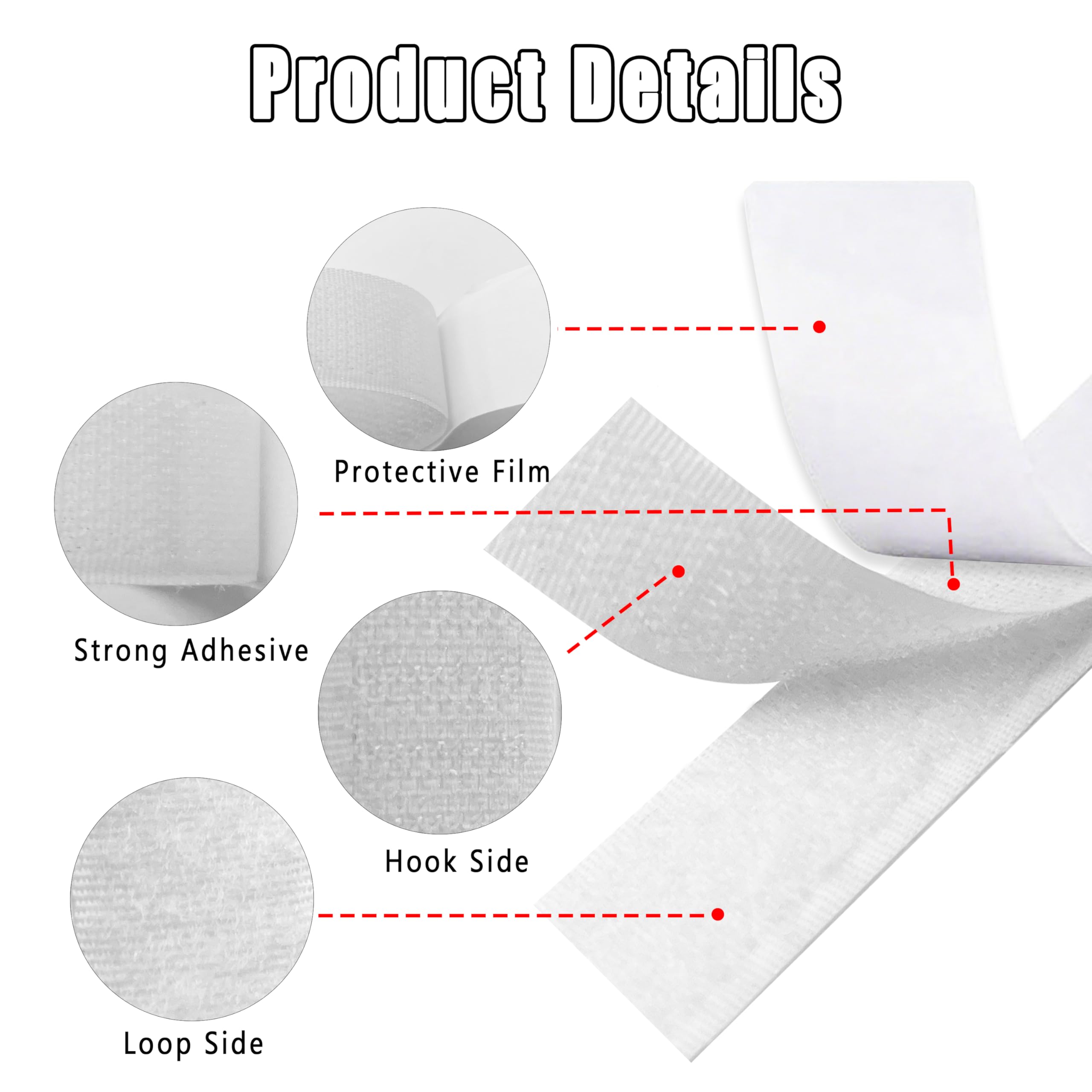 8 m x 20 mm Auto Adhesivo Cinta Rollo, Blanco- Adecuado para Ropa, Zapatos, Sombreros, Manualidades y Almacenamiento en el Hogar (Reutilizable)