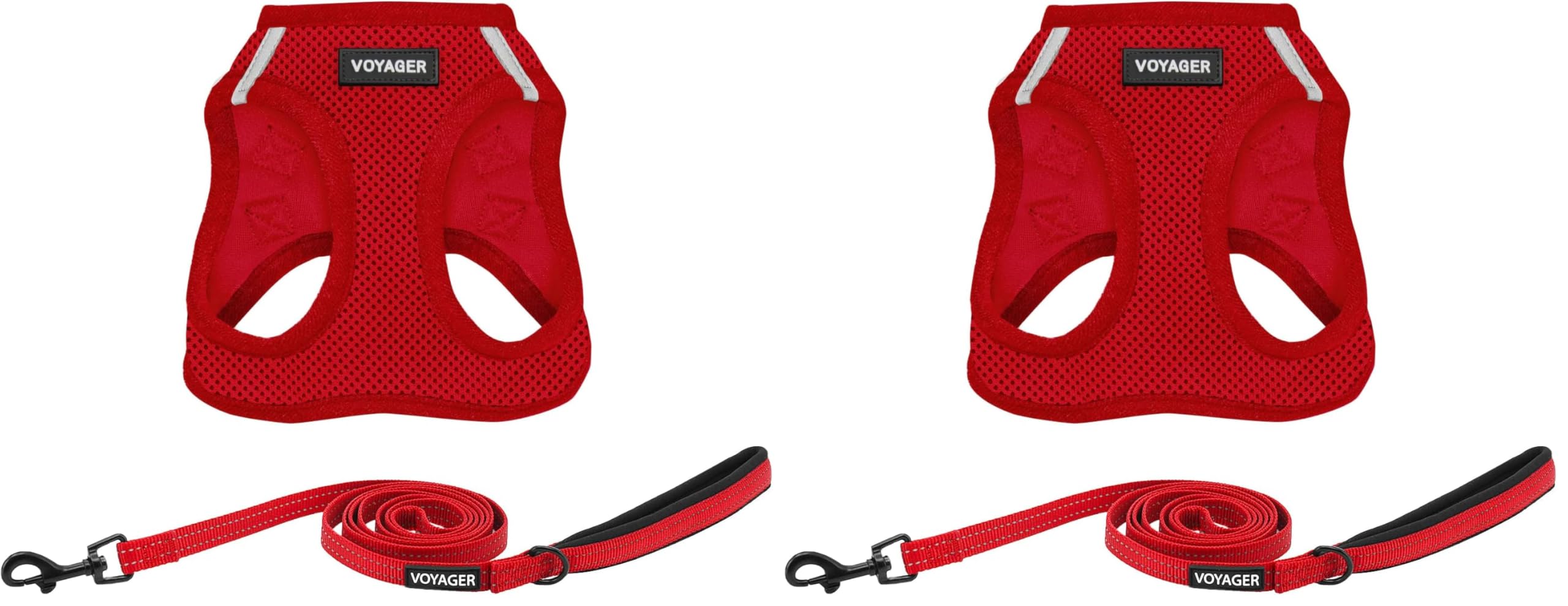 Voyager Step-in Air All Weather Mesh Harness and Reflective Dog 5 ft Leash Combo with Neoprene Handle for
