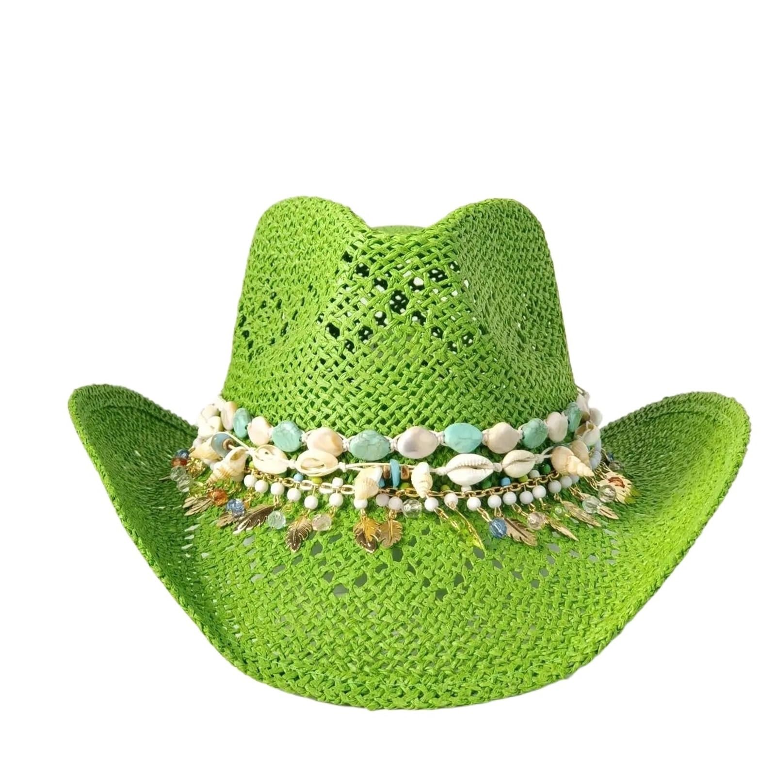Cappello Paglia Cowboy Cappello da Cowboy Occidentale all'Uncinetto Traspirante
