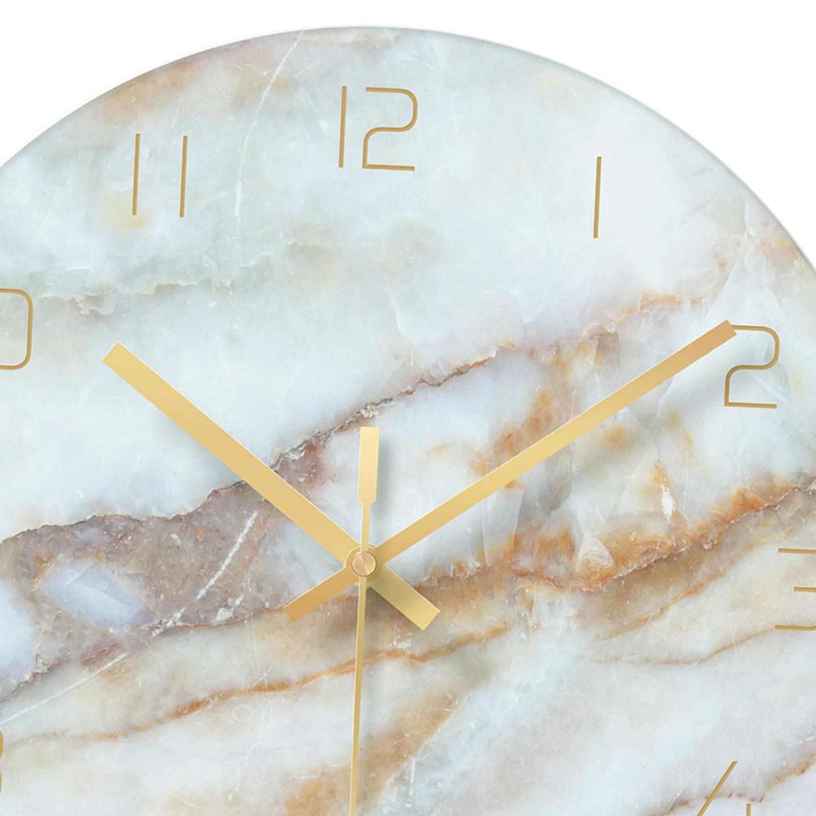 Fenteer Große Bauernhaus Wanduhr 12 Zoll mit Glas Marmor Wanduhr Schweigen Batterie Betrieben Moderne Glas Uhren für Wände/Wohnzimmer/Home Decor/Büro - Cyan