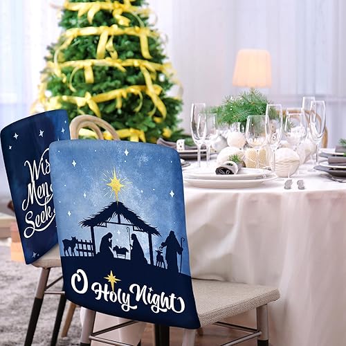 Miniatura 5 de 6 fundas de Navidad para sillas de Navidad, fundas traseras para sillas de comedor, fundas para sillas de comedor, para Navidad, comedor, cocina,