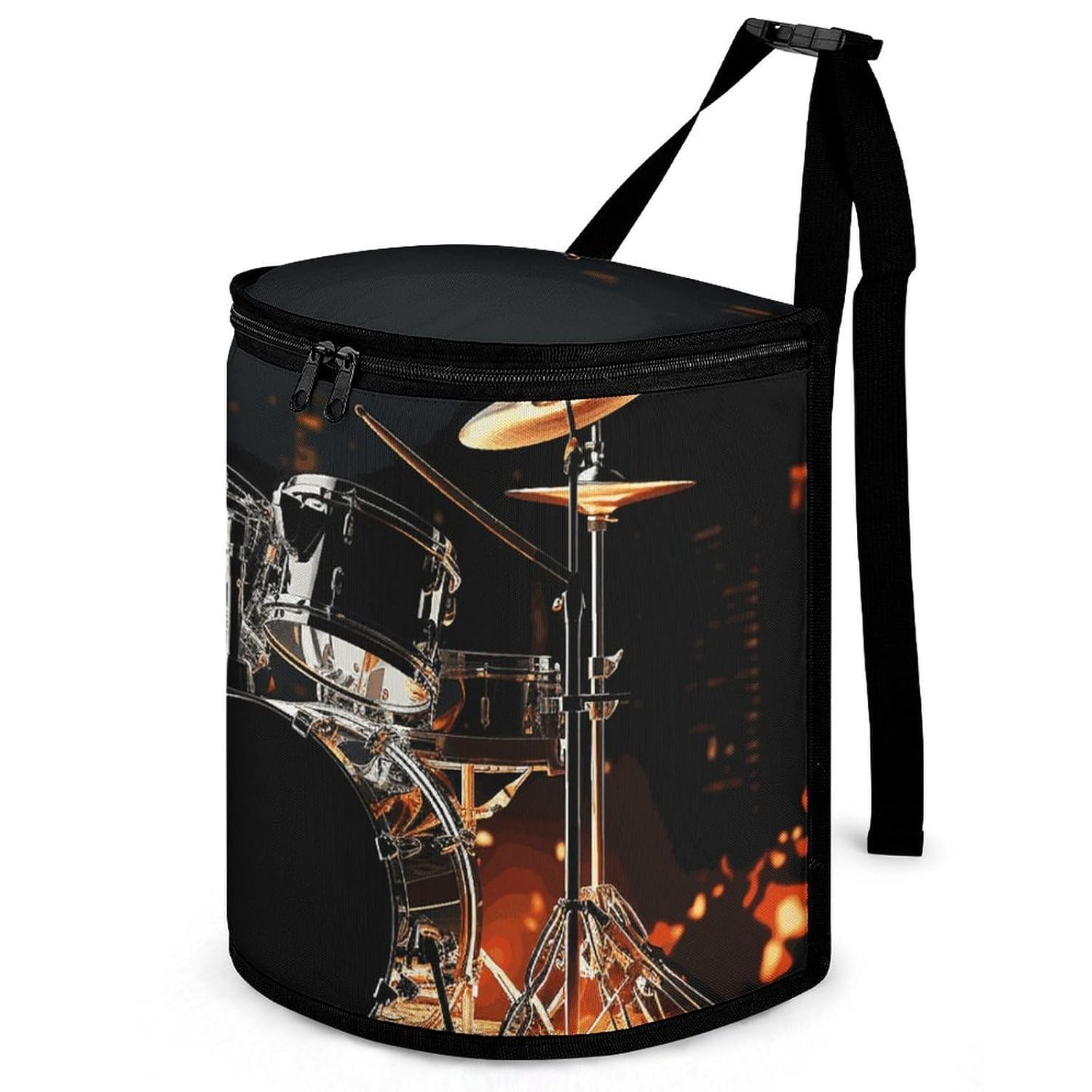 Car Trash Can Car Organizer Drummer Printed Car Garbage Can with Lid Portable Car Bin for Cars and RVs