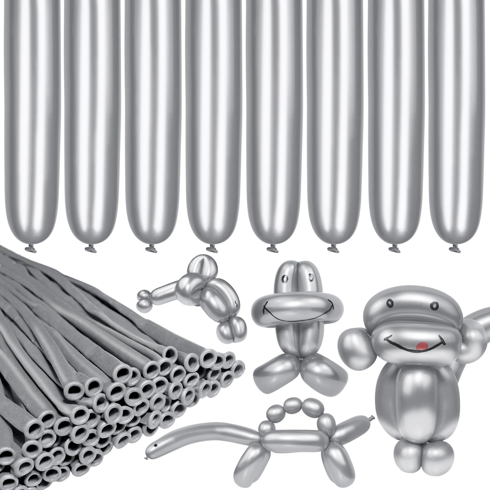 Amazon.com: LXZFCRG 260 Long Balloons, Shiny Metallic Latex