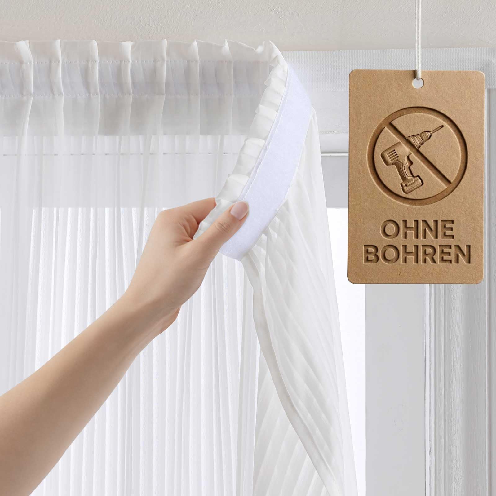 Jilron Scheibengardinen Blickdicht, Vertikal-Jalousien-Look, Lichtfilternd - Ohne Bohren Schnell Befestigt, Für Schlafzimmer Und Wohnzimmer