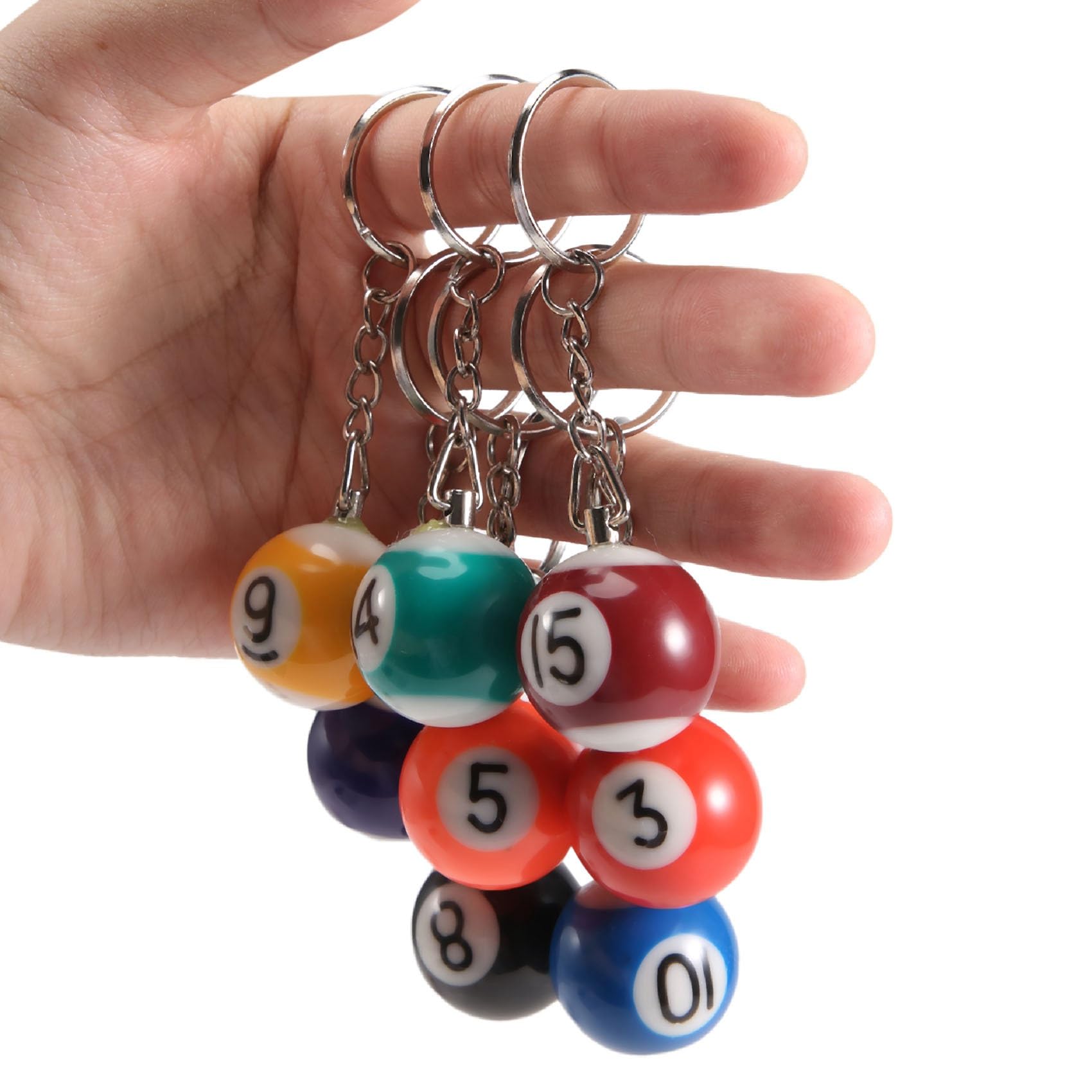Lot De 16 Porte-clés Billard Kopinma – Boules De Billard Miniatures Colorées (n°1 à 15 + 8 Noire) – Résine + Métal, Diamètre 25 Mm – Cadeau Idéal Pour Fans De Snooker Et Billard