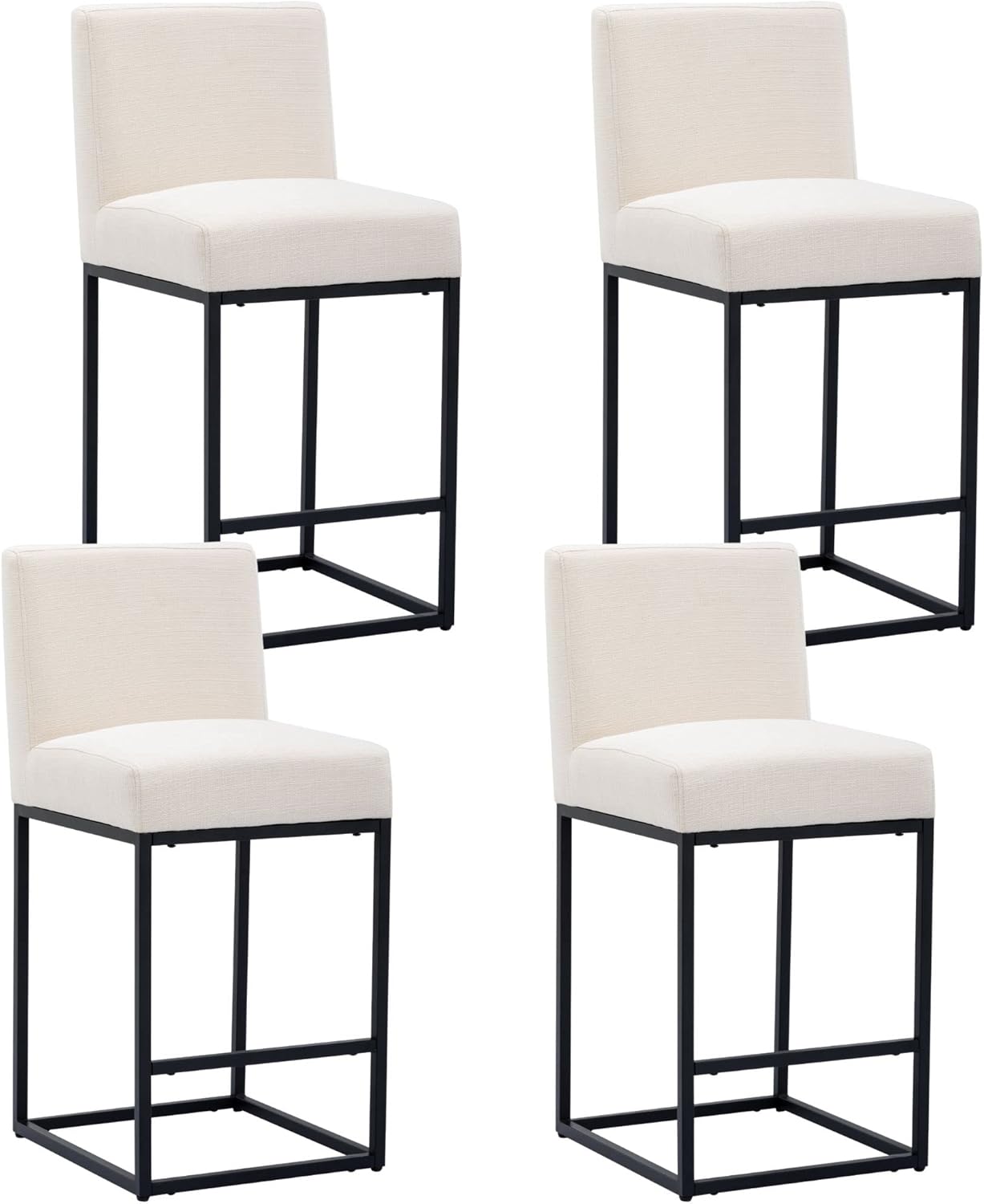 Modern Counter Height Bar Stools Set of 4, Linen