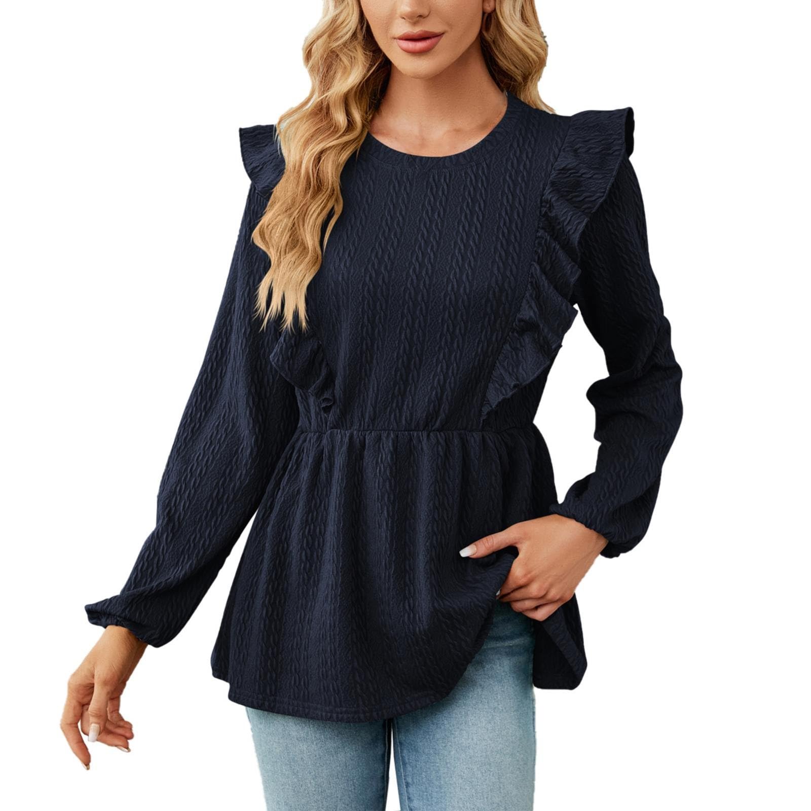 2023 Autumn and Winter Solid Color Square Collar Loose Long Sleeved T Shirt Top Women