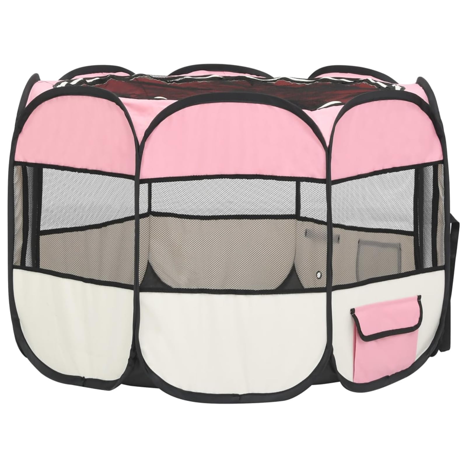 Homgoday Klatka dla psa, składany kojec dla psa z torbą transportową różową 90 x 90 x 58 cm, klatka dla psa wewnętrzna klatka dla psa Kennel dla psów klatki dla psów ogrodzenie dla psa na zewnątrz