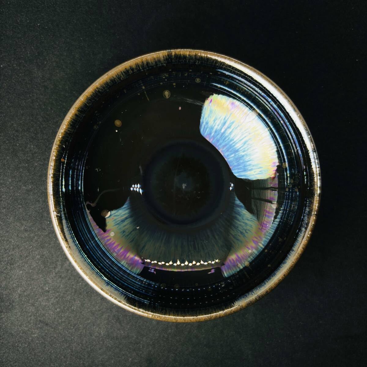 KS009彩曜変禾目茶碗 香炉形 逸品 酒盃 天目茶碗 窯変 茶道具 茶碗 銘品 建窯建盞 中国美術 人間国宝 薪窯焼 陶芸用品