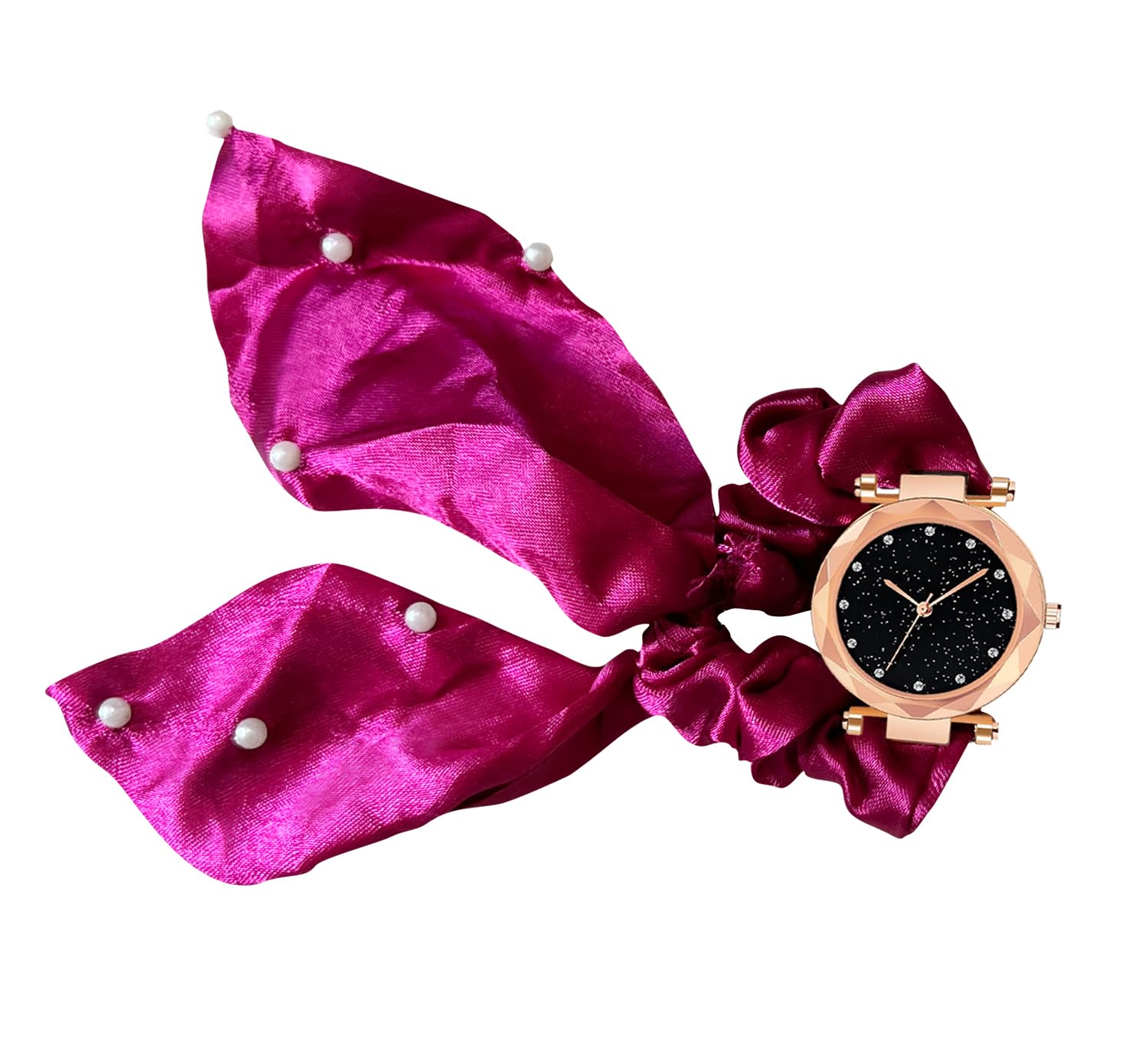 METEOROID Premium Brand Exclusive Choice Black Colour Exclusive Scrunchies Studded Bracelet Girls Watch for Women Analog Watch for Women (Dark Pink) (B0CRRWJNVN) Amazon Price History, Amazon Price Tracker