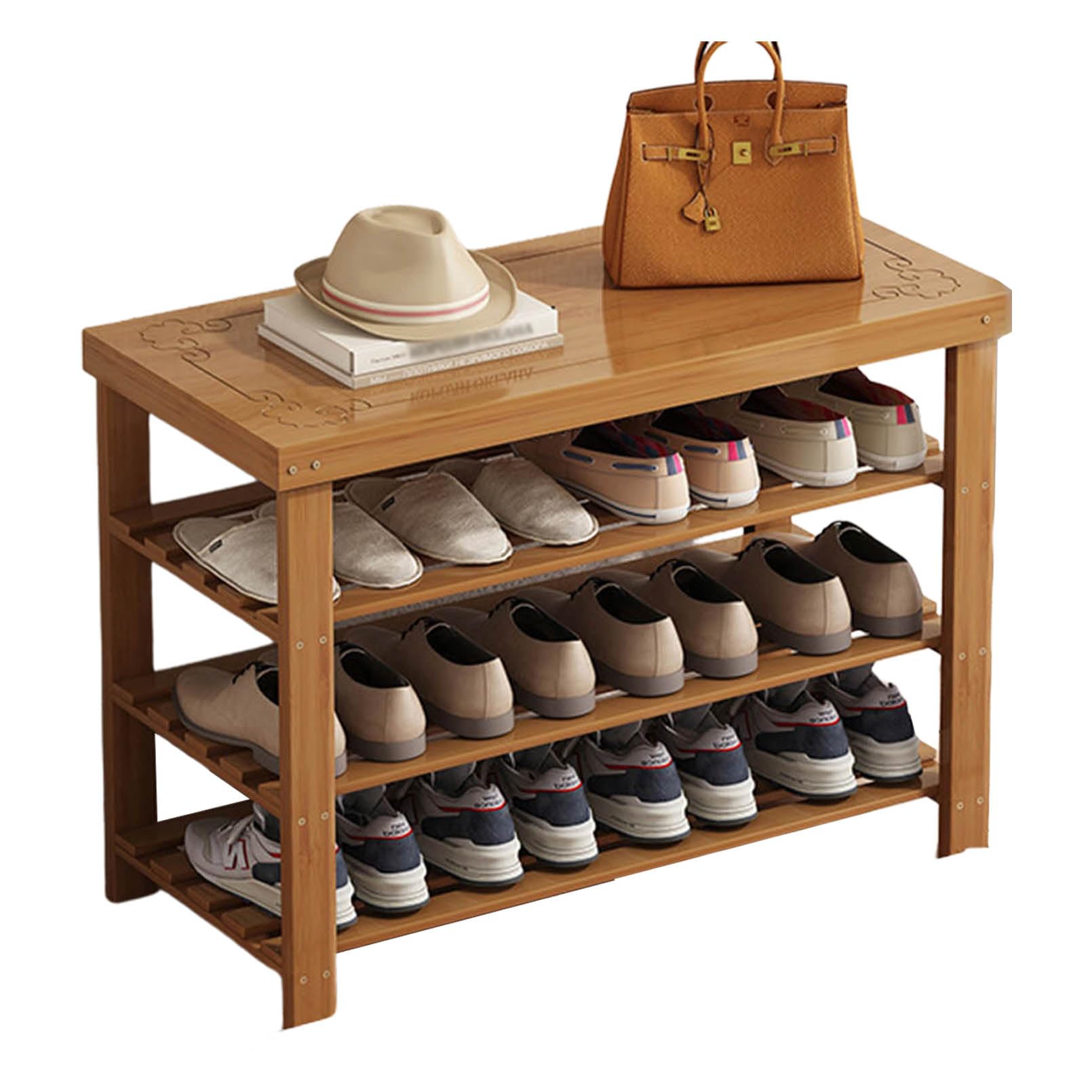 Support à chaussures en bois de bambou avec assise large haut de gamme