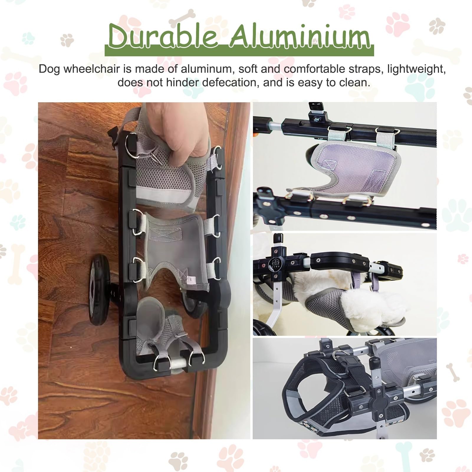 Silla de ruedas ajustable para perros discapacitados, soporte trasero para patas para parálisis, artritis, displasia de cadera, ayuda de movilidad para perros lesionados o discapacitados