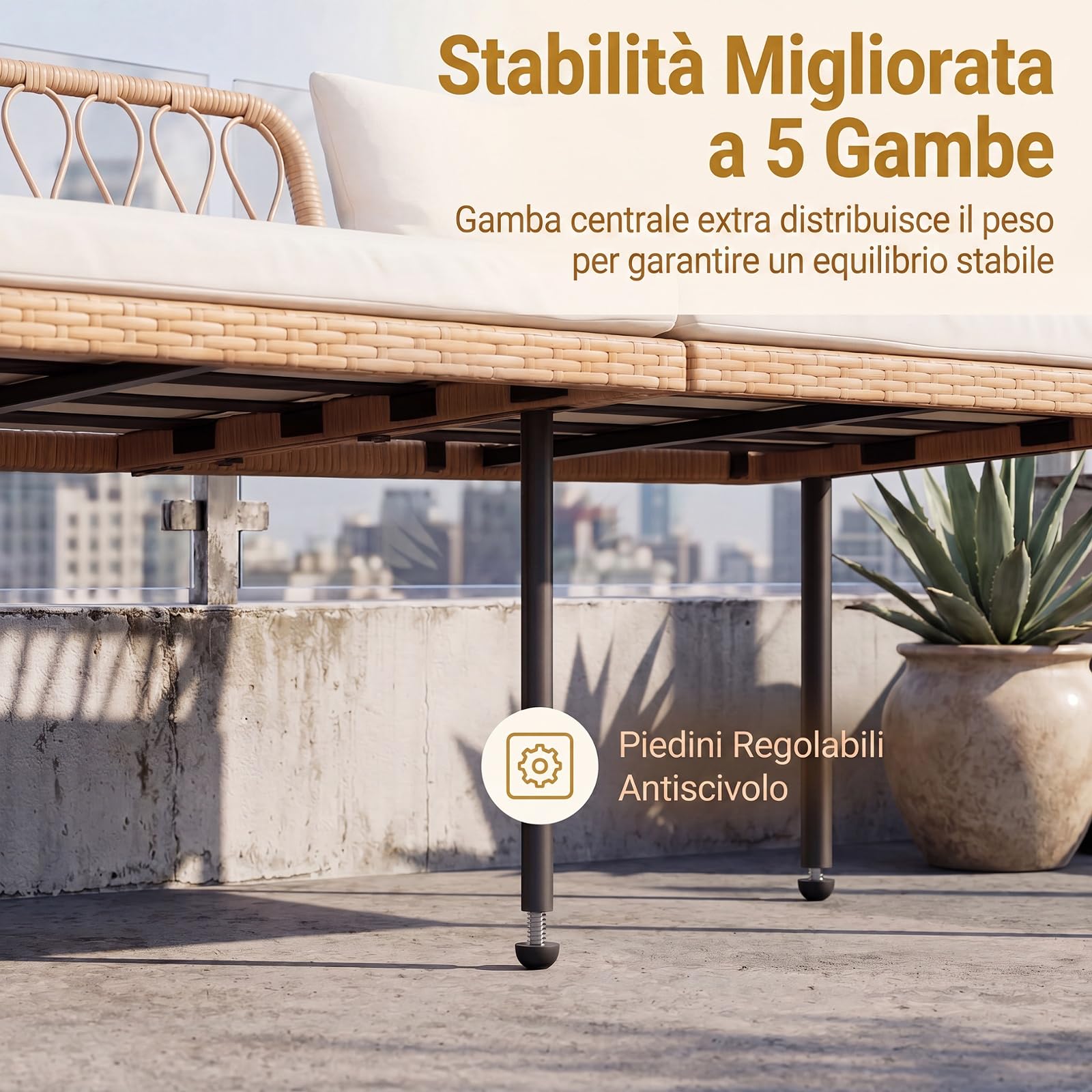 SOARS Divanetto da Giardino in Rattan PE, Panca a 2 Posti con Tavolino in Vetro Temperato, Divano con Cuscini Imbottiti, Schienale e Braccioli, per Balcone, Terrezza, Max 150 KG, 137 X 64,5 X 84 CM | Panca da Giardino con Cuscini Sfoderabili, Divano 2 Pos