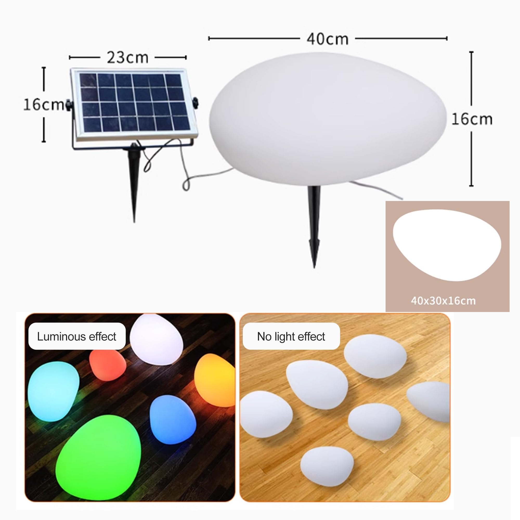 Luci solari per esterni, Lampade da esterno giardino luci per segnavia per portici anteriori, decorazioni per giardini, cortili, patio, vialetti, decorazioni per interni(40x30x16cm)