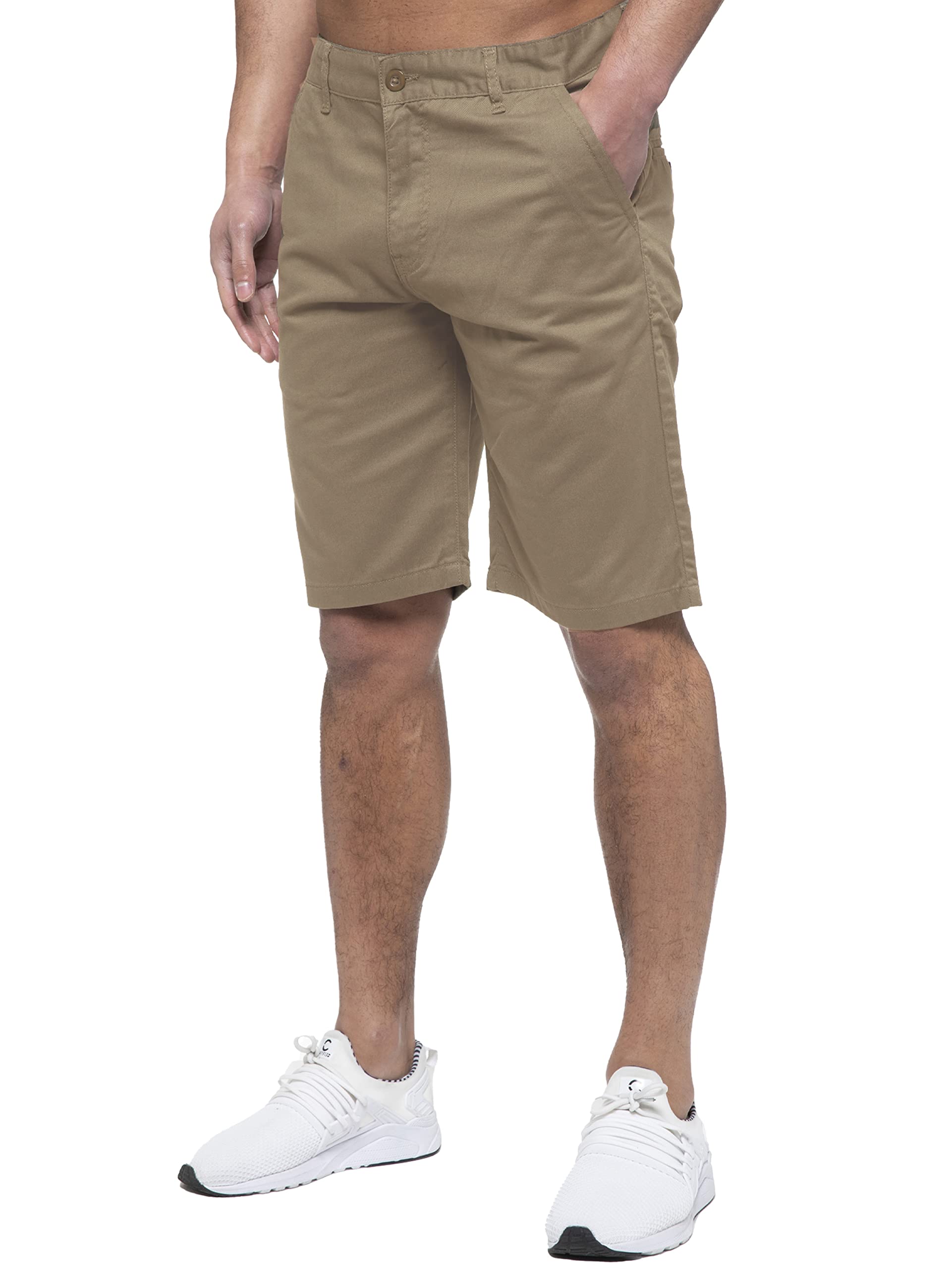 989Zé ENZO Mens Chino Shorts Cotton Regular Fit Summer Casual Smart Half Pants EZS429 Beige 40