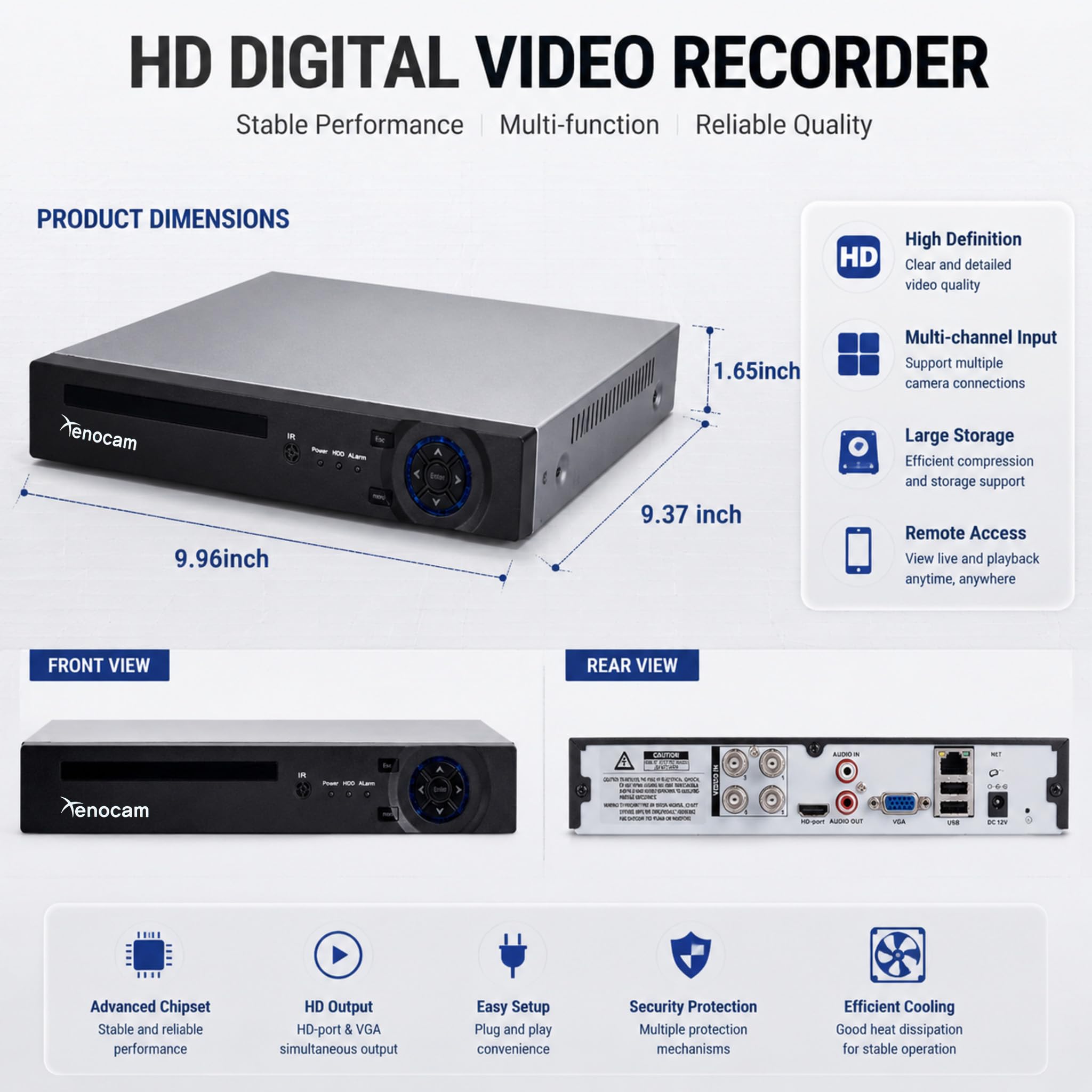 4CH 1080N ibrido 5-in-1 AHD DVR (1080P NVR+1080N AHD+960H Analogico+TVI+CVI) Standalone DVR CCTV Sorveglianza Sistema di Sicurezza Videoregistratore Rilevamento Movimento