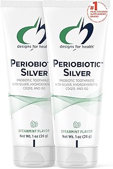 Designs for Health PerioBiotic Silver Hydroxyapatite Toothpaste - Travel Size Fluoride Free Toothpaste with Oral Probiotics with Whitening Hydroxyapatite - Supports Remineralization (2 Pack, 1oz)