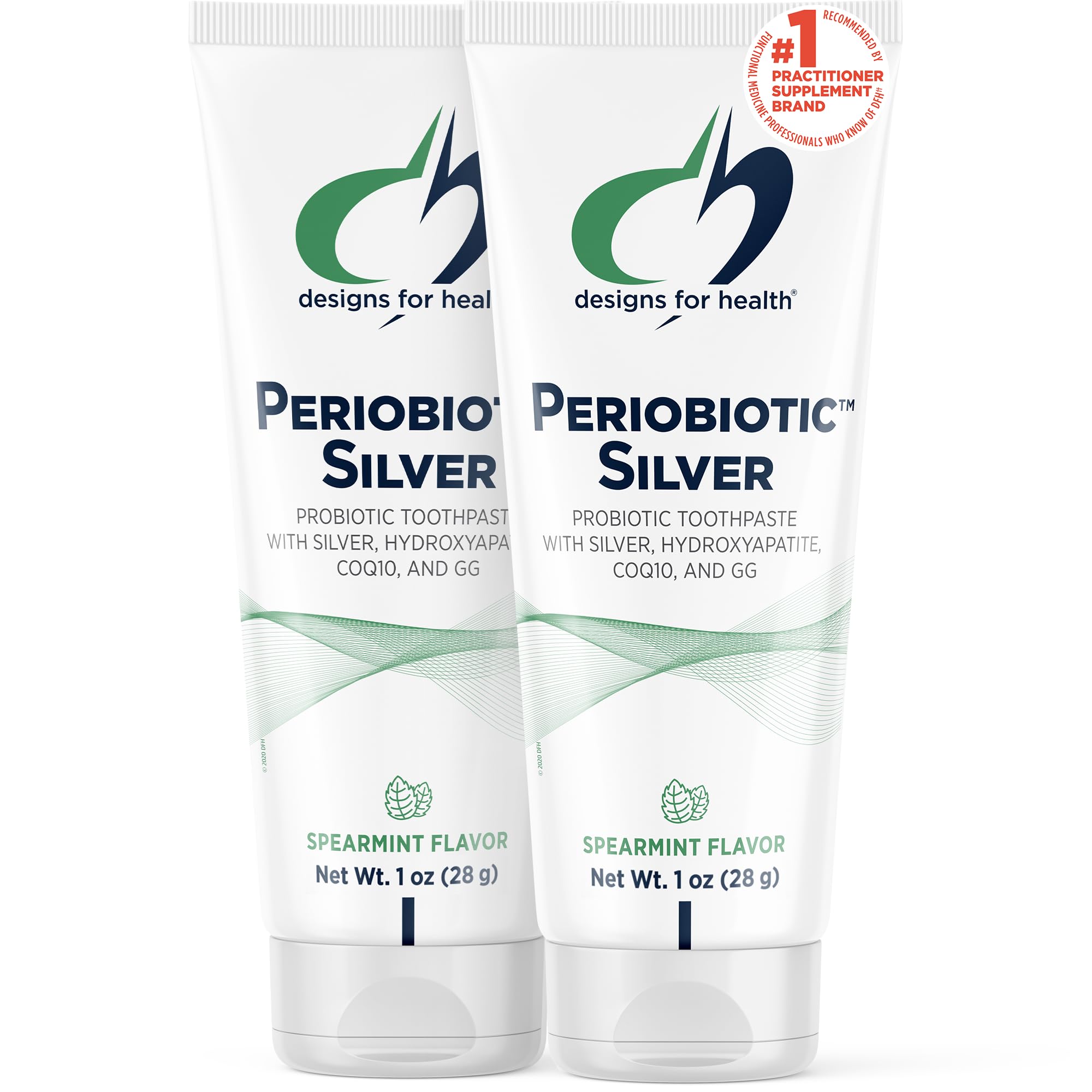 Designs for Health PerioBiotic Silver Hydroxyapatite Toothpaste - Travel Size Fluoride Free Toothpaste with Oral Probiotics with Whitening Hydroxyapatite - Supports Remineralization (2 Pack, 1oz)