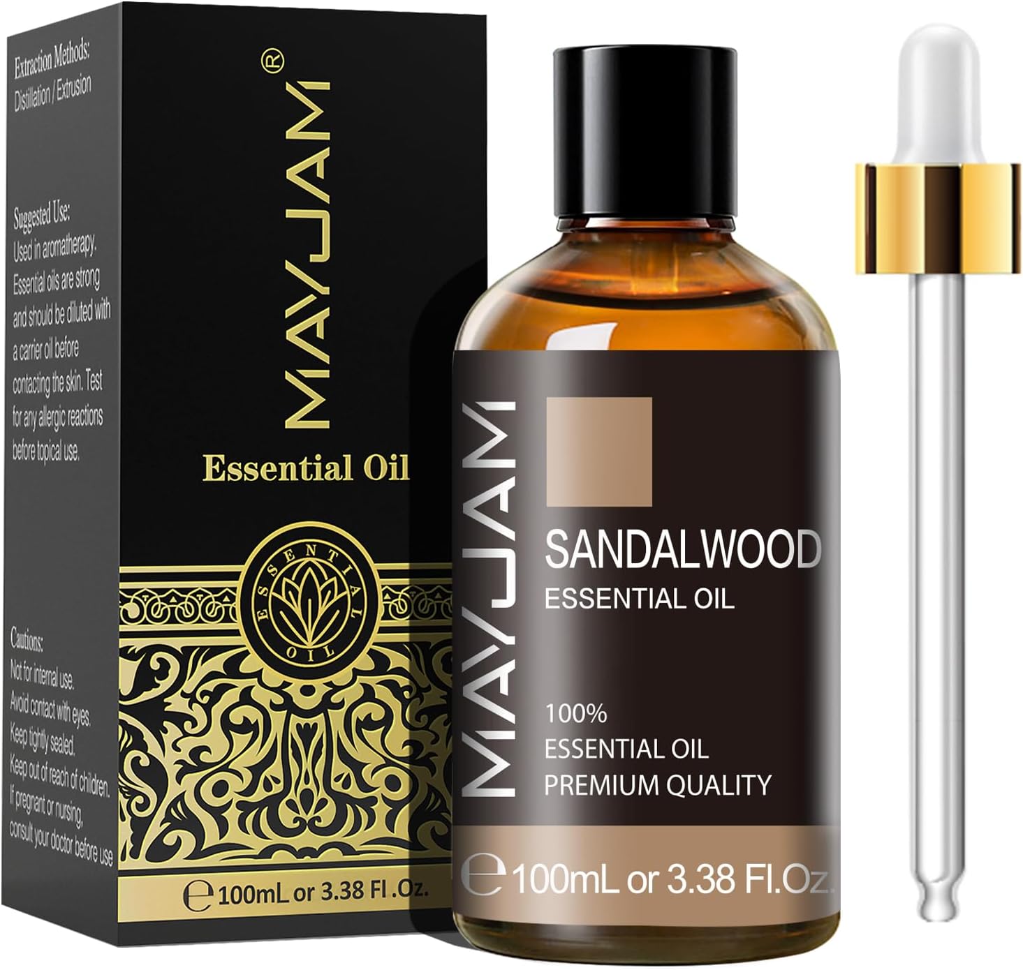MAYJAM Sandalwood Essential Oils 100ML, Sandalwood Oil for Diffuser, Humidifier, DIY, Home, Office MAYJAM Sandalwood Essential Oils 100ML, Sandalwood Oil for Diffuser, Humidifier, DIY, Home, Office