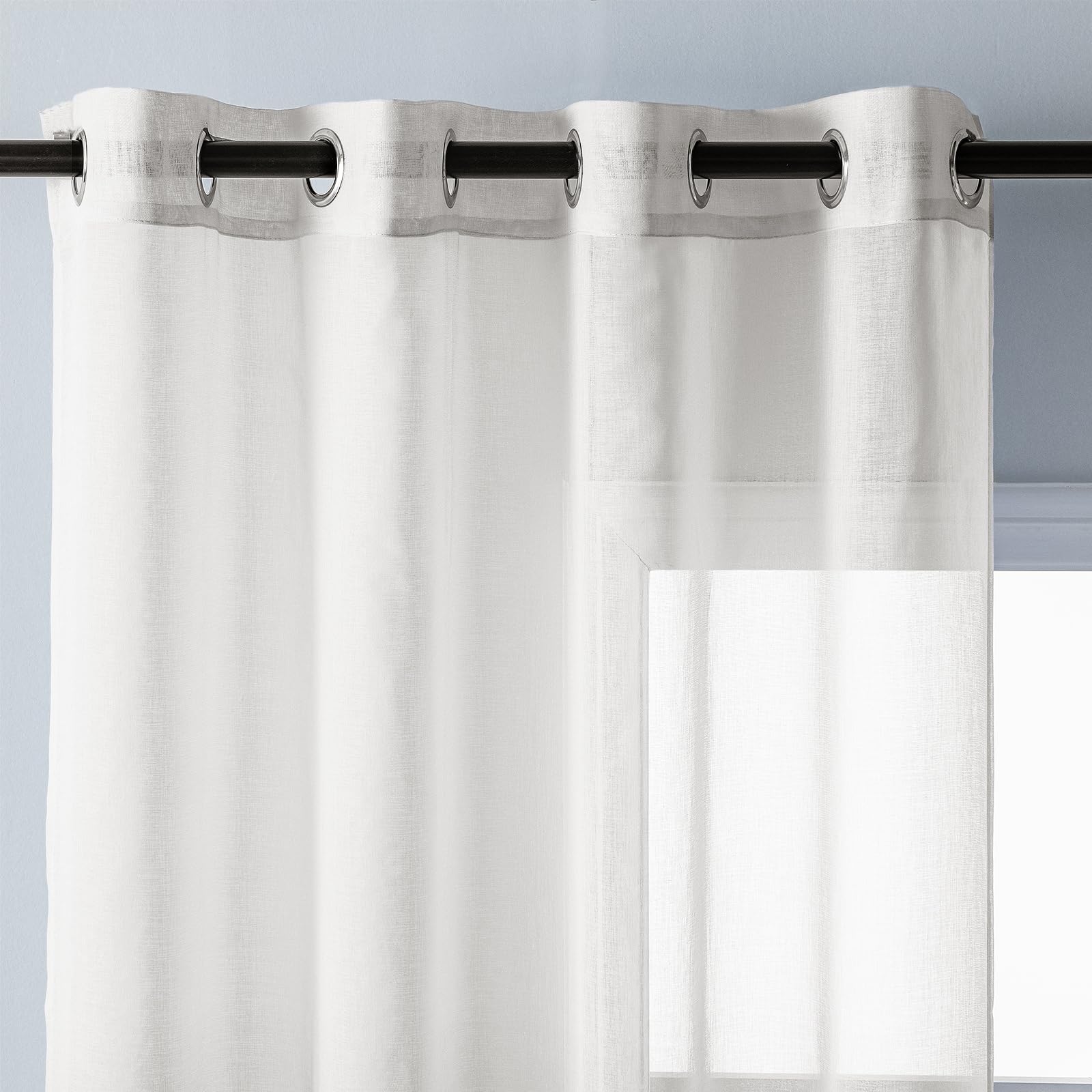 DWCN Voile Curtain Grey Gradient Curtains for Living Room Eyelet Net Curtains for Windows Sheer Curtains for Bedroom Set of 2 - Image 4
