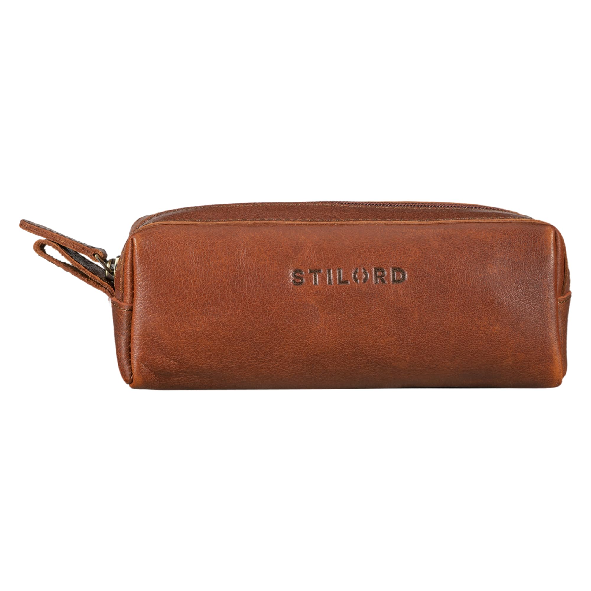 STILORD "Linus" Pencil Case Leather Pen Case Pouch Office University College Women Men Stationary Vintage Leather Colour:Cannes - Brown - Image 2