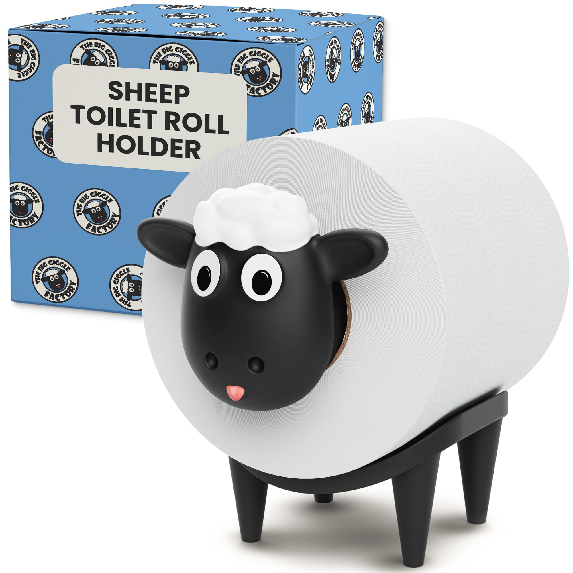 Sheep Toilet Paper Holder – Funny Farmhouse Bathroom Decor – Free Standing Toilet Paper Organizer – Cute Sheep Toilet Roll Holder – Fun Animal Toilet Paper Holder for Rustic Bathroom Style