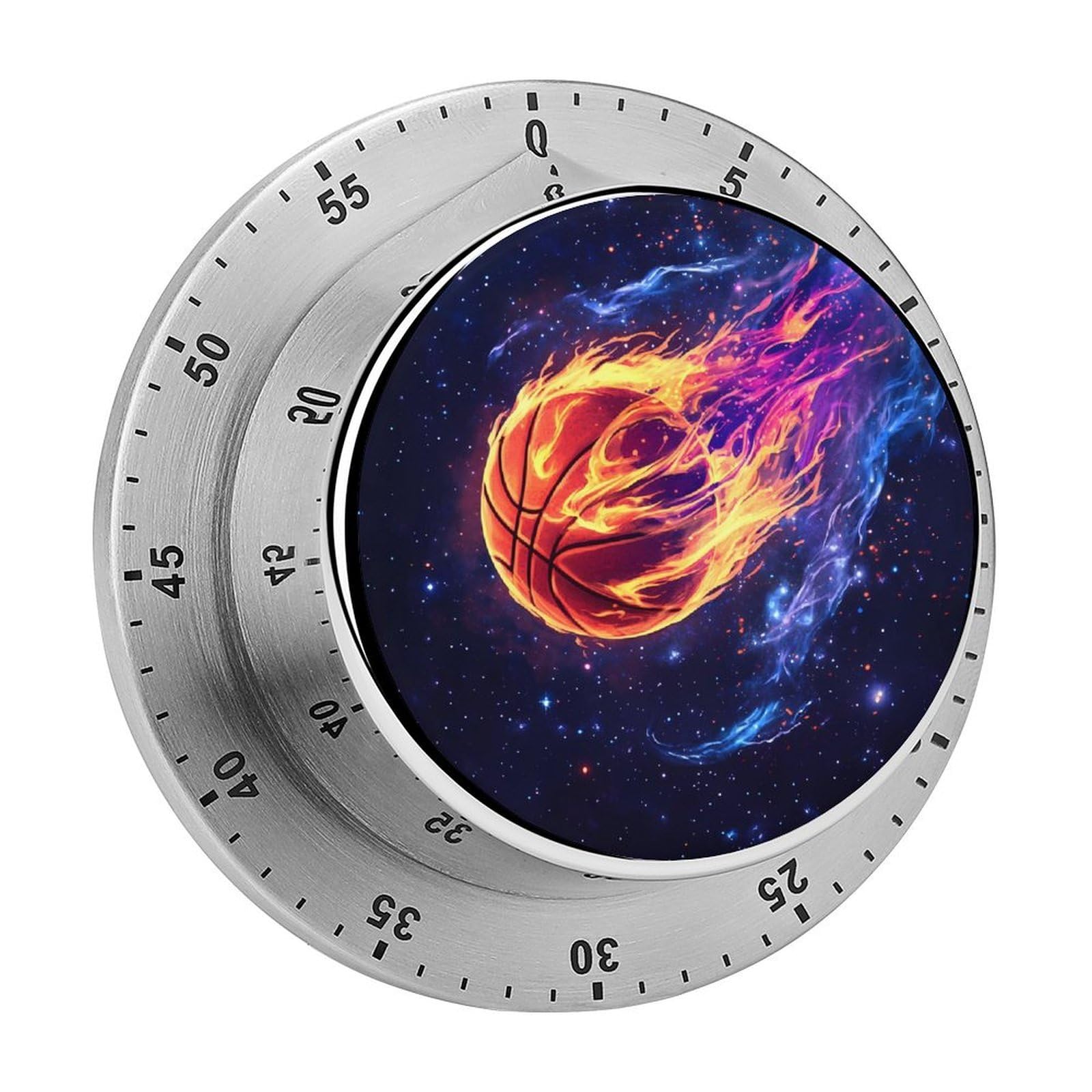 Basketball with Flame Fire Funny Timer 60 Minute Countdown Timer Mechanical Time Management Tool for Kitchen Work