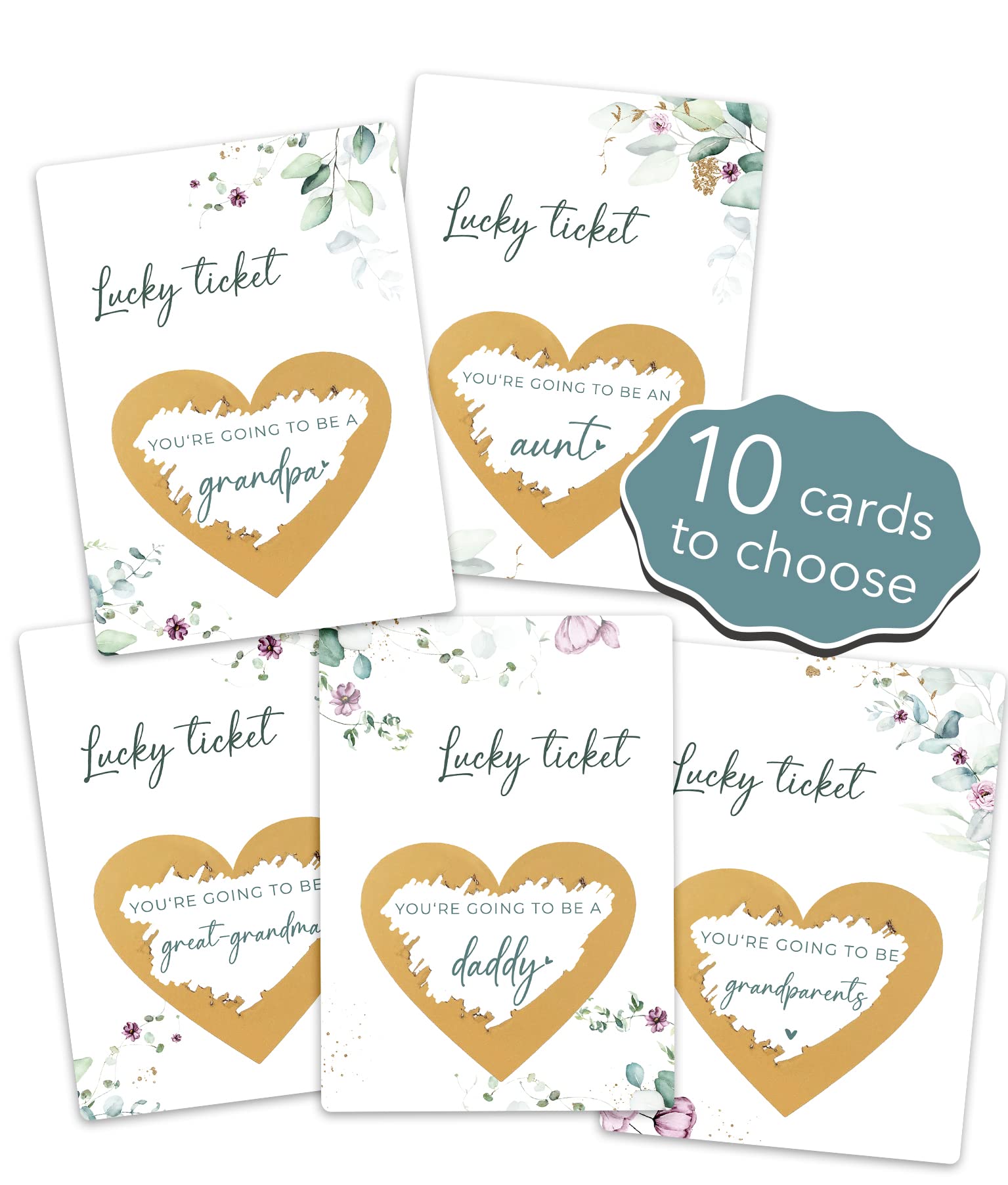 Joli Coon 10 Pregnancy announcement scratch cards - 10 Scratch cards of your choice - Baby announcement baby