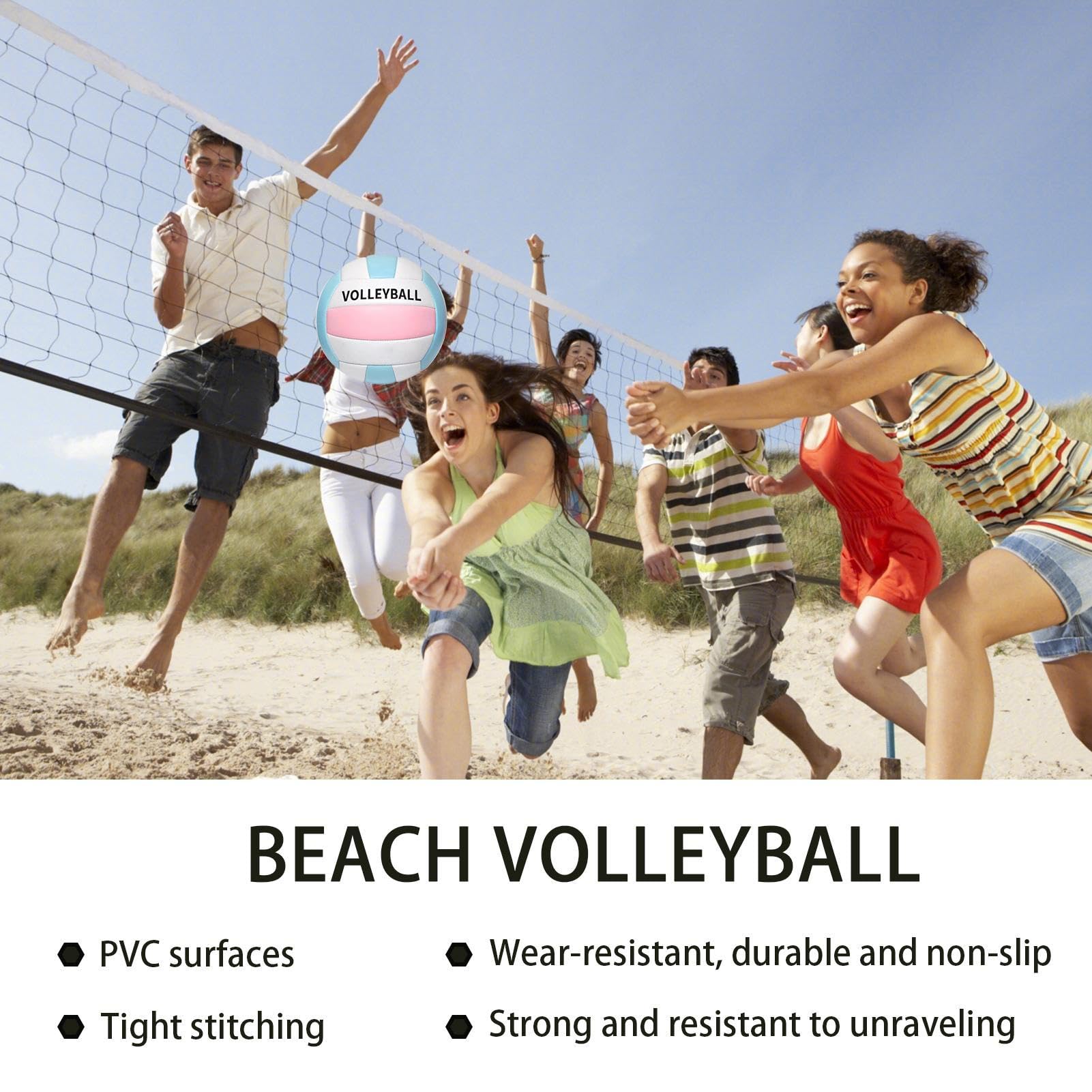 Genérico Vóley Playa Suave,Balón De Entrenamiento para Deportes Al Aire Libre | Pelota Resistente Y Suave para Práctica Deportiva En Equipo En Parque, Piscina, Cancha De O Gimnasio