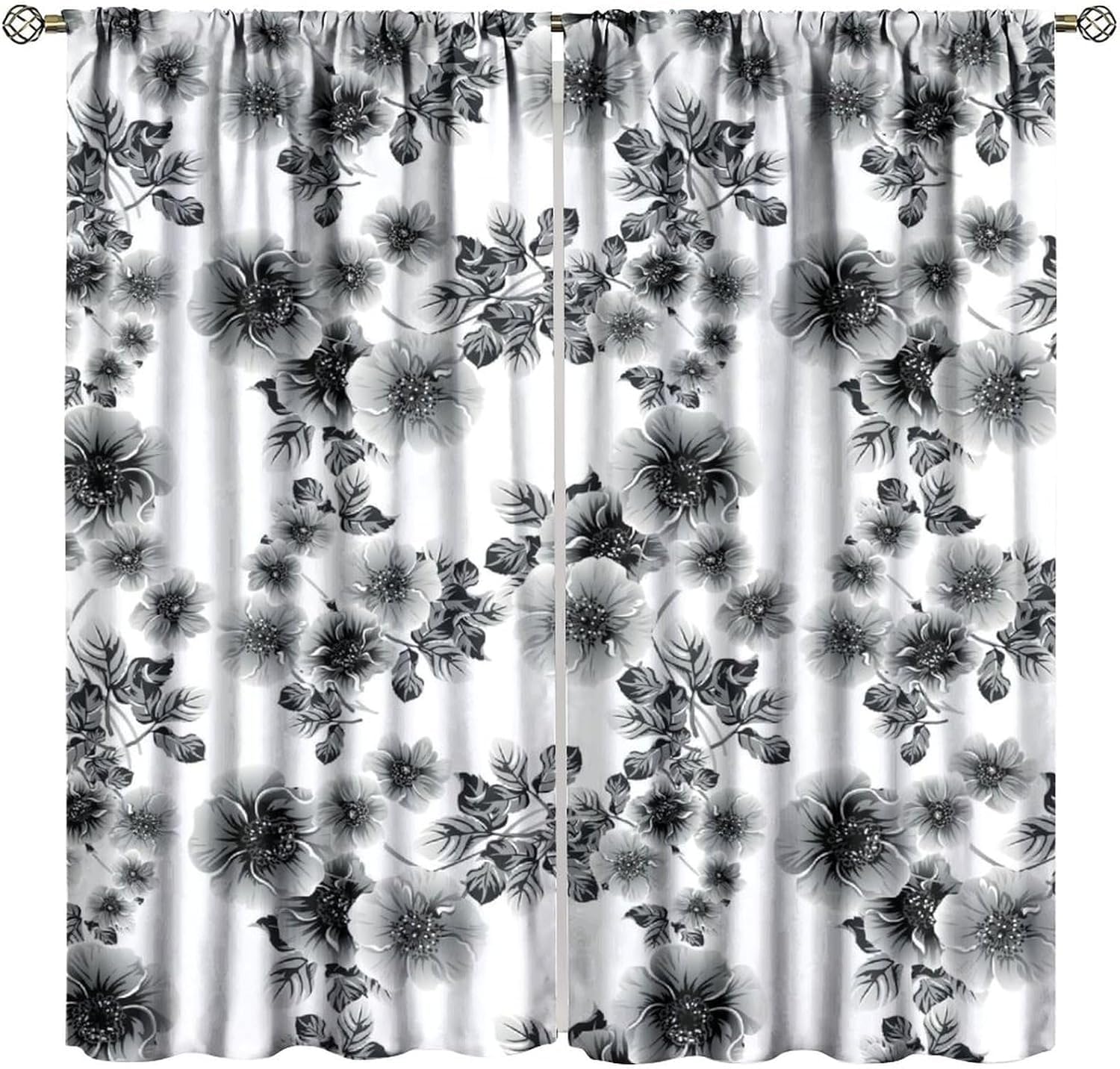 Rideaux 3D occultants à motifs fleurs et plantes isolants pour la chambre
